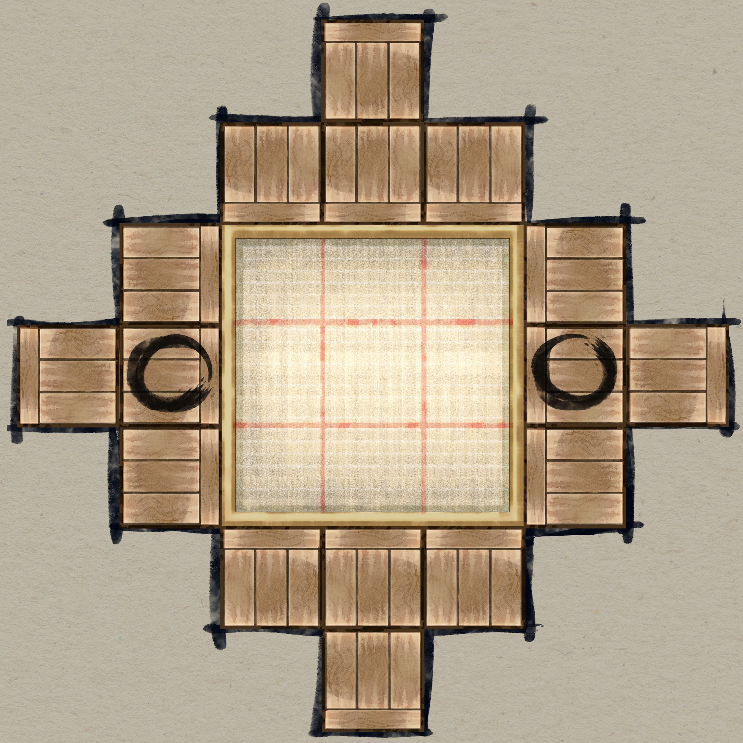early board variation combining direction of more representational board with ink texture direction