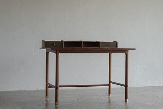 Folly Desk in our Olied Walnut &amp; Moss Leather