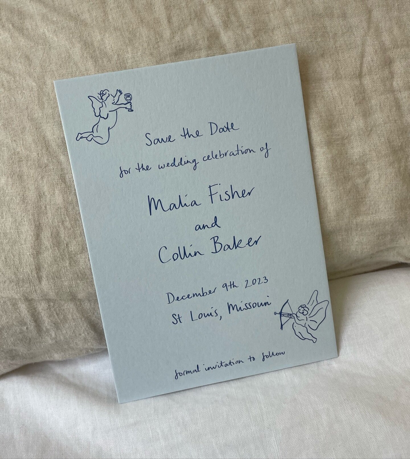 🤍 ☁️ 💍 
A simple save the date design with some loose scribbles for Malia &amp; Collin tied the knot last month

#weddingstationery #bespokestationery #bespoke #stationery