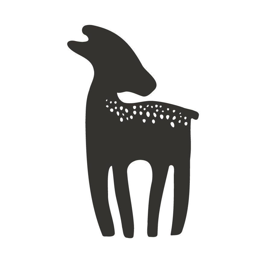 Silhouette of a dog with a long neck and legs, abstract and minimalist in style.