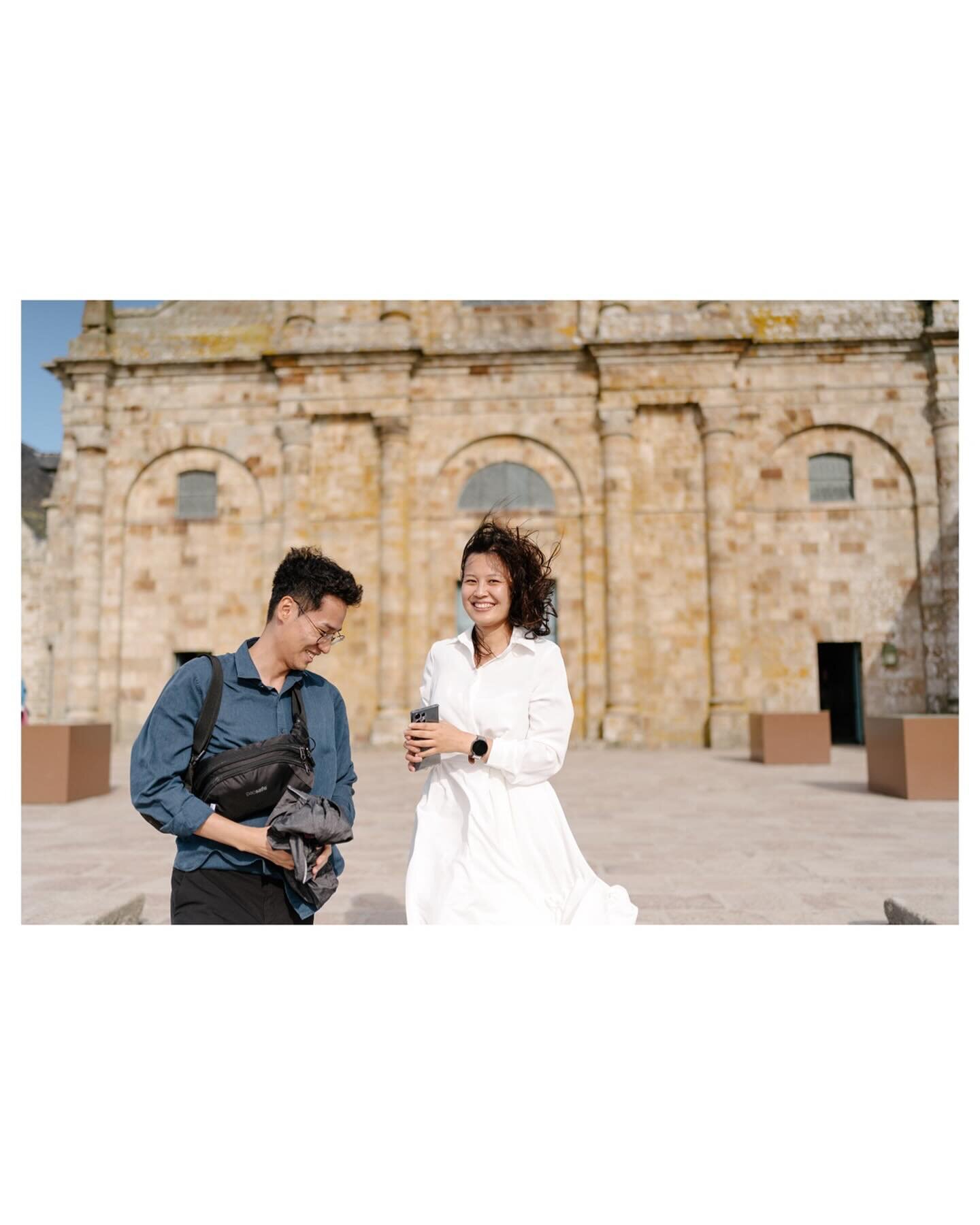 I saw this tender, giggling couple from afar on top of the blustery Mont-Saint Michel abbey and knew I had to ask them to take their photo. Turns out they had just married and were honeymooning, traveling from Japan. Coupla kids in love.