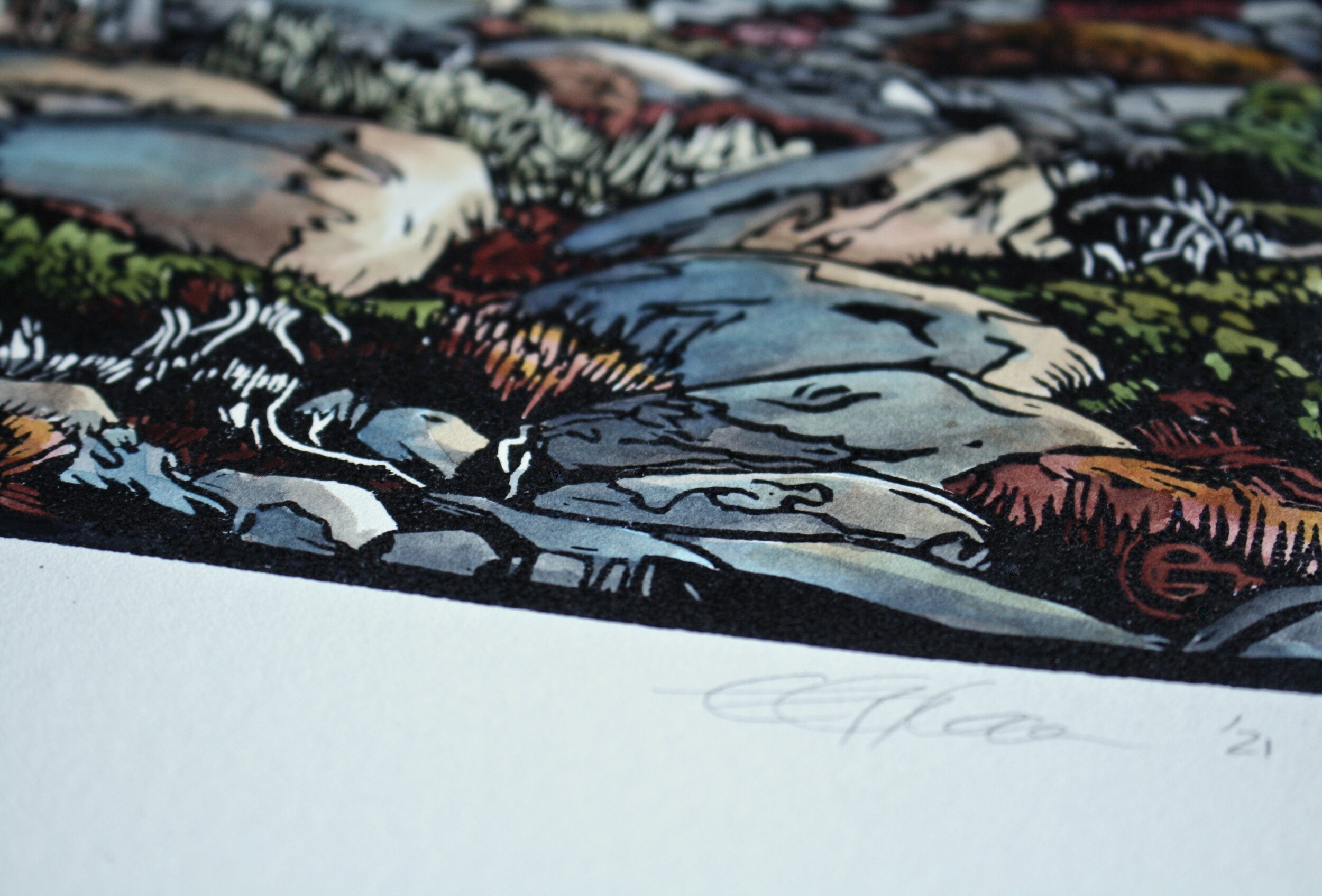 Grace Gladdish Tasmanian Artist linocut