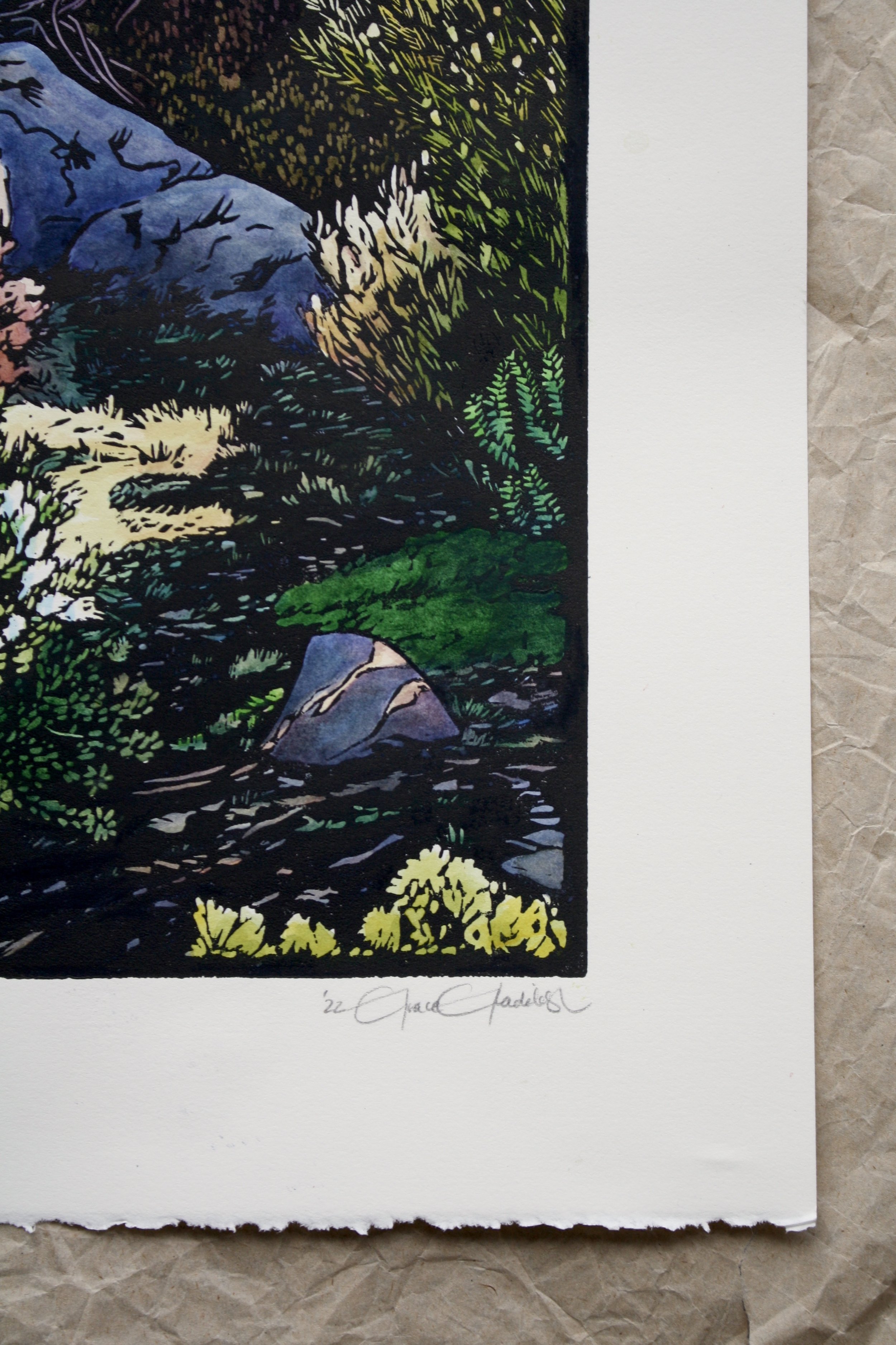 Grace Gladdish Tasmanian Artist linocut