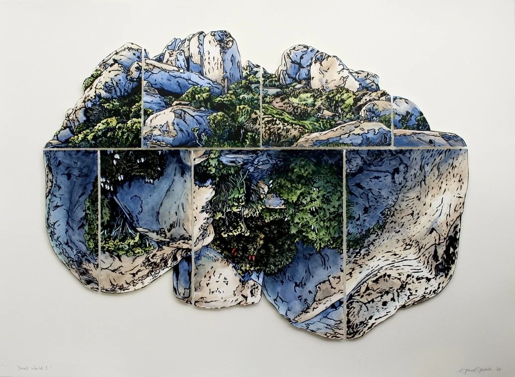 'Small World 3' 2024
56 cm h x 76 cm w 
Finalist Henry Jones Art Prize
SOLD