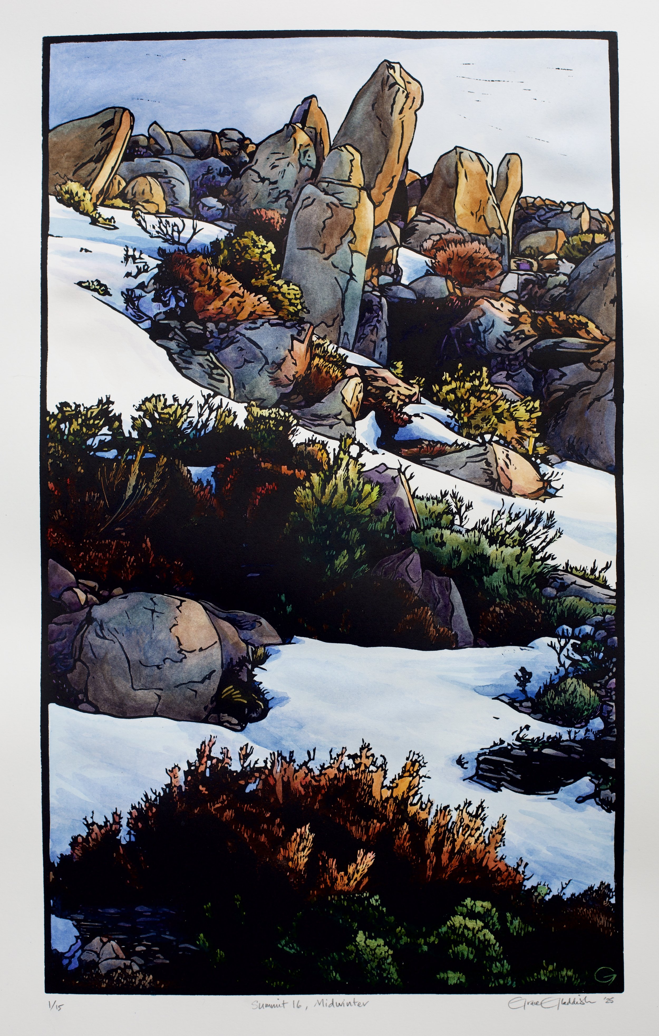 Grace Gladdish Tasmanian Artist linocut
