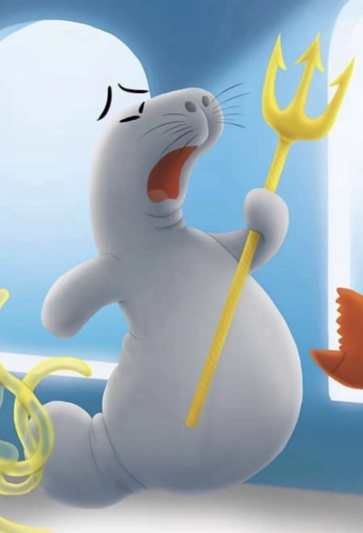 One of my favourite characters in  Bite is the manatee guard, do you know what she is doing here? 🦭💙💜