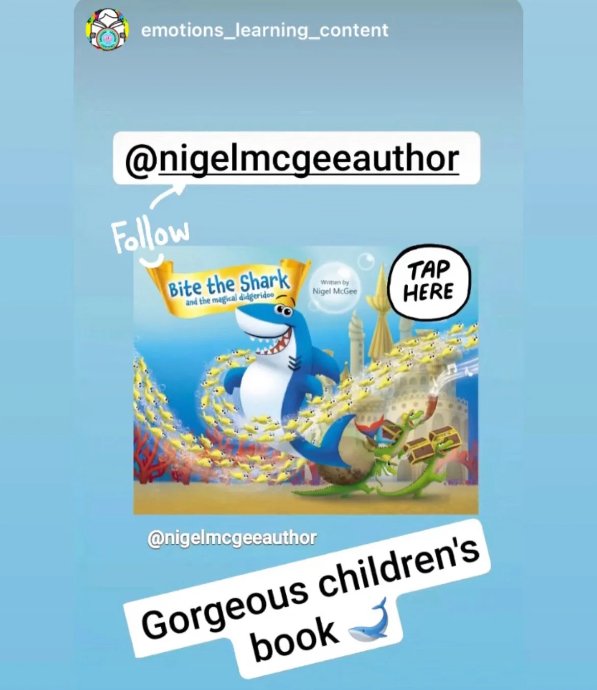 Thank you ‘@emotions learning content’ for your wonderful story and support!! 🙏🙌🦈💙💜