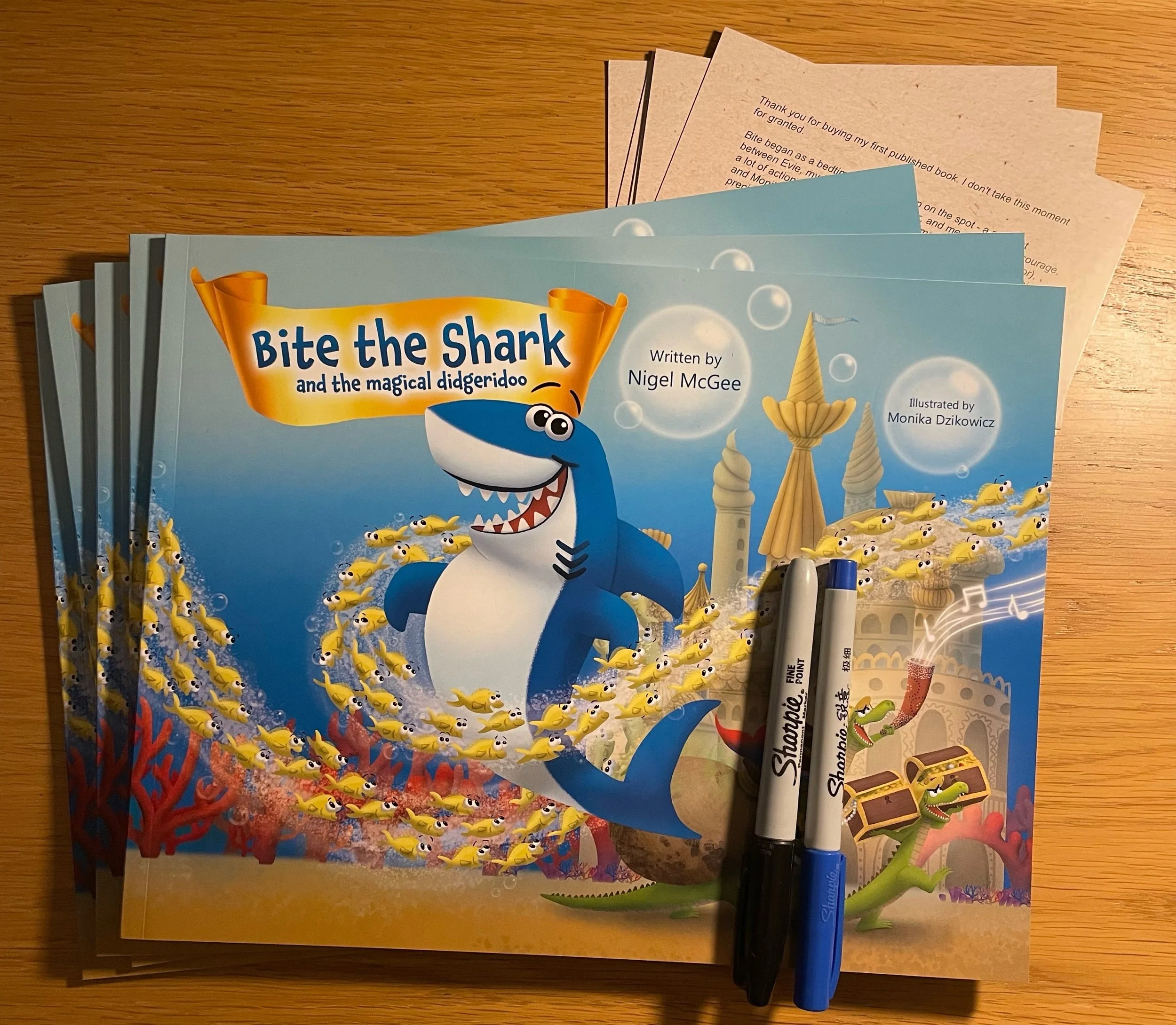 Sitting down to personalise a few copies of Bite..