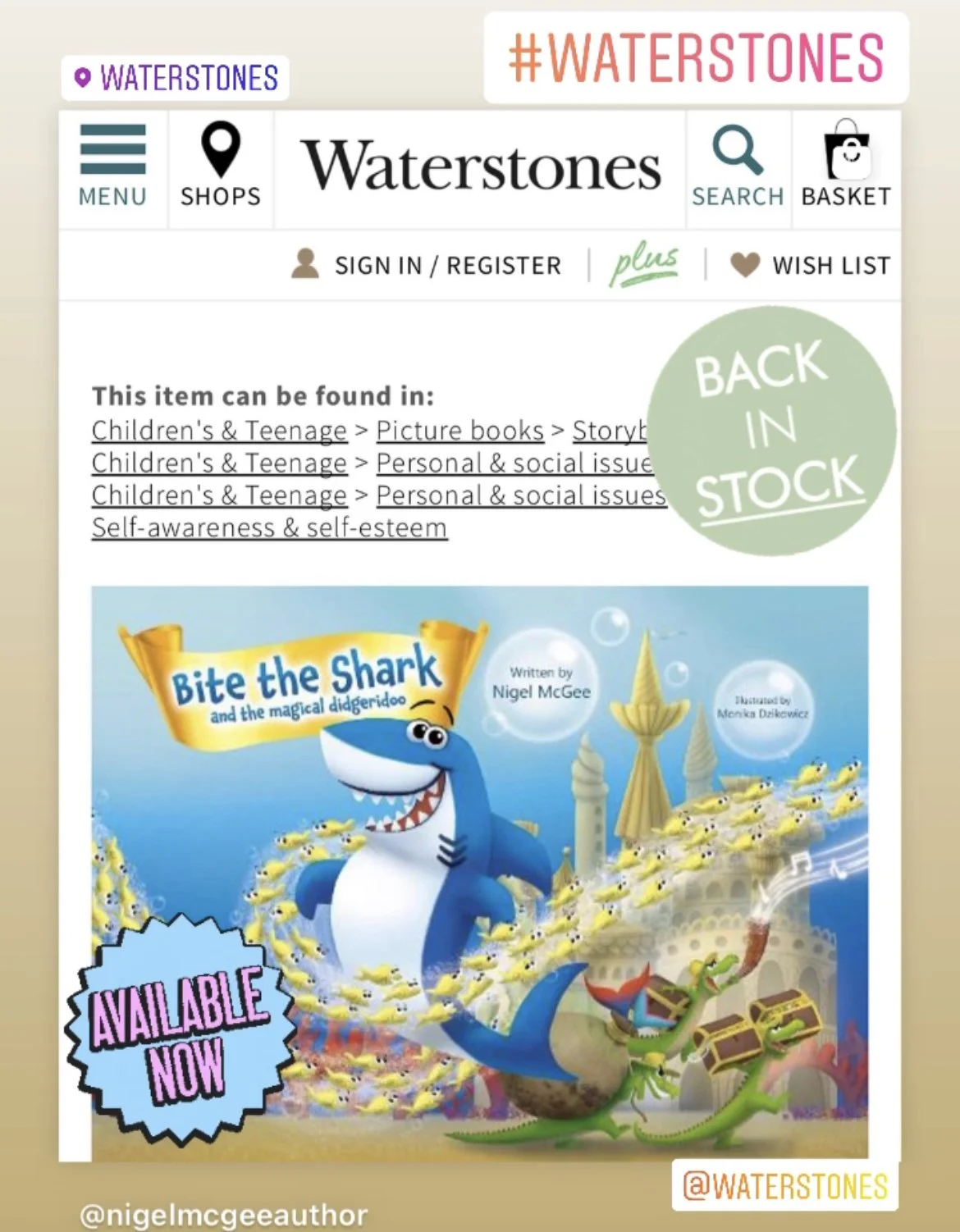 Back in stock 🌟now🌟 @waterstones! 🙌🦈💙📚🙌