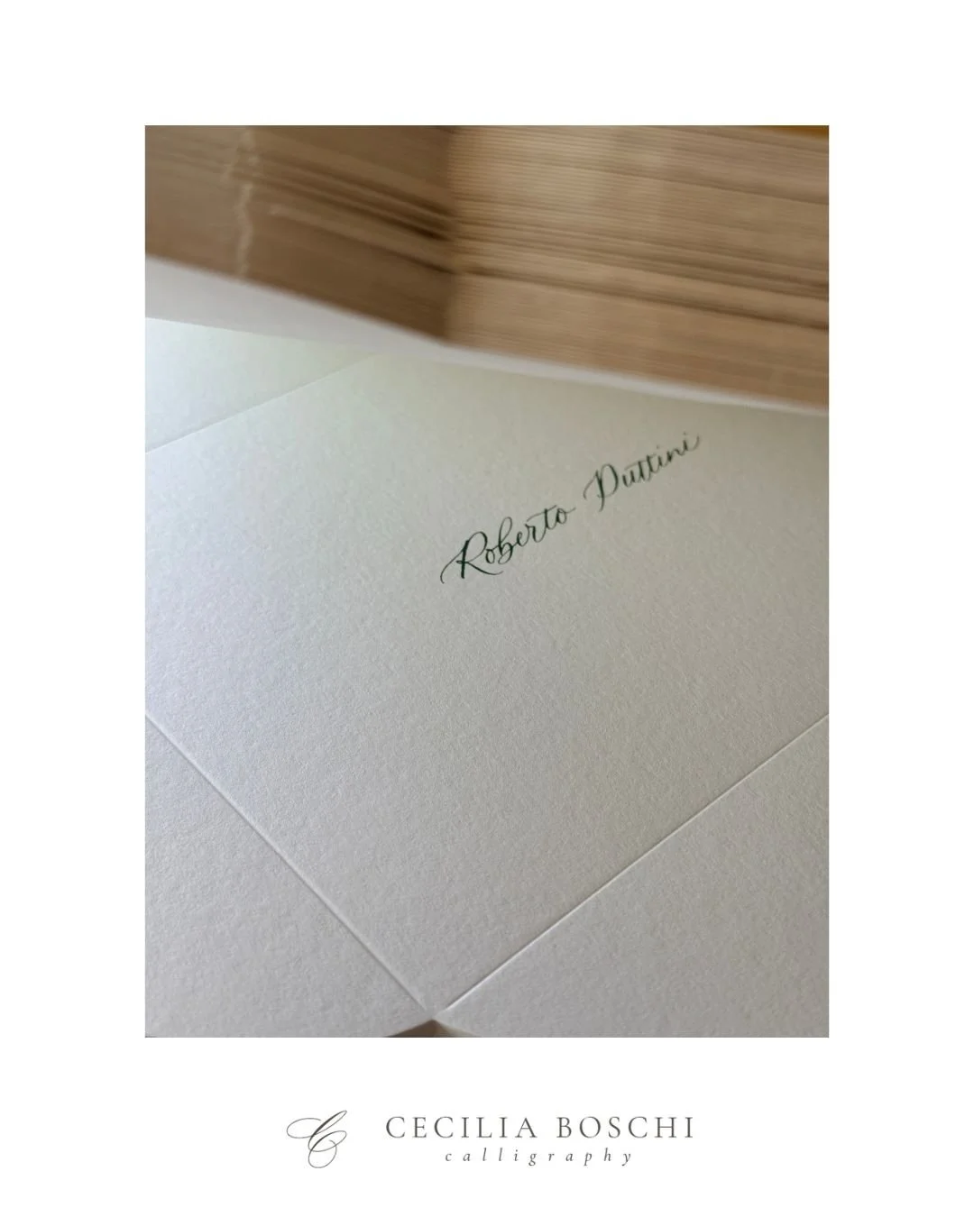 |𝗖𝗔𝗦𝗨𝗔𝗟 𝗣𝗢𝗜𝗡𝗧𝗘𝗗 𝗣𝗘𝗡

A casual pointed pen style matching the font used for the printed invitations.

Custom color: deep forest green

_________________________

#ceciliab
#ceciliabcalligraphy 
#luxuryeventscalligraphy 
#calligrafiaper
