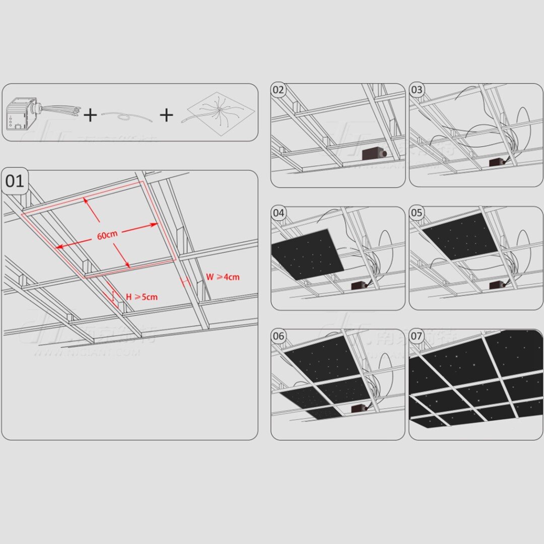 Drop-in tiles with a suspended tee bar grid D