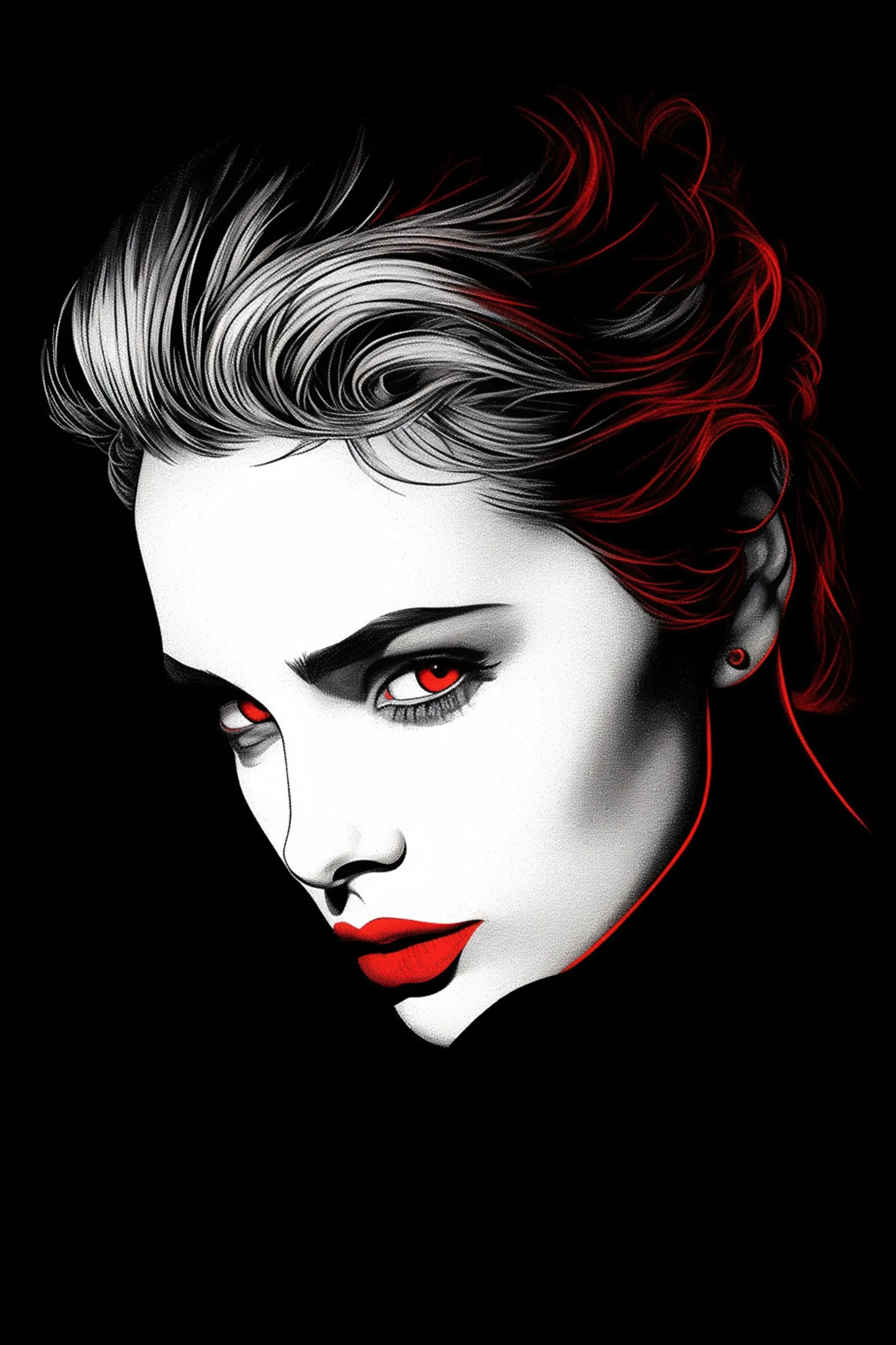 #31 Color Drawing Facial — Beauty, Style, and Expression in Every Detail.— 24H × 36 W Digital Art - MWS-CDF--0031