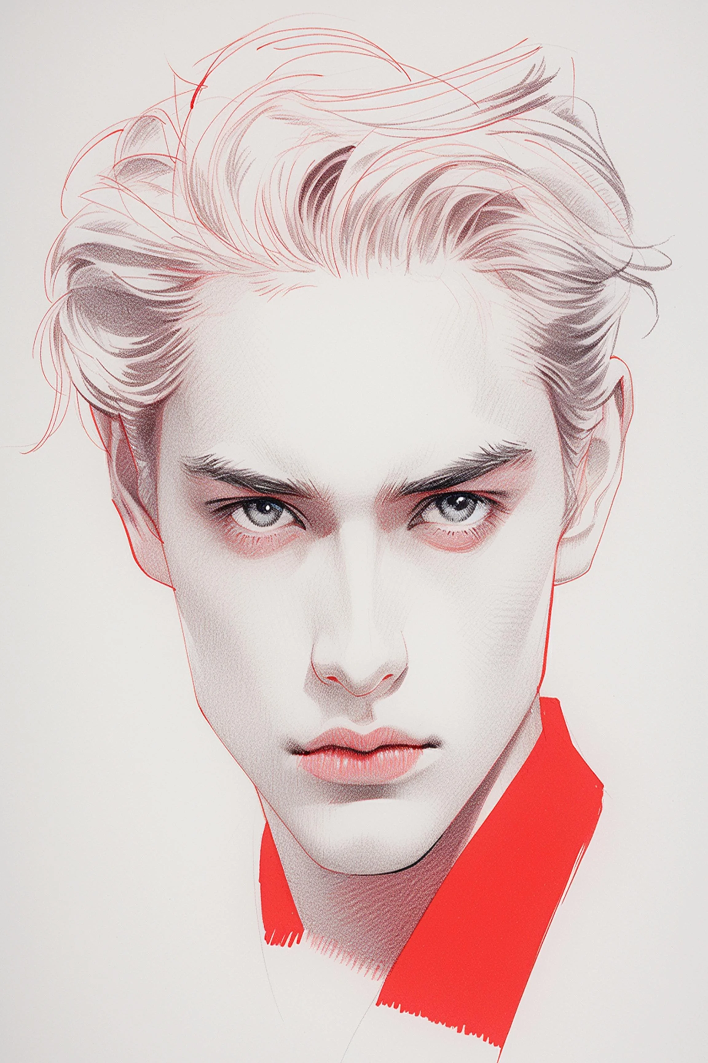 #113 Color Drawing Facial — Beauty, Style, and Expression in Every Detail.— 24H × 36 W Digital Art - MWS-CDF--0113