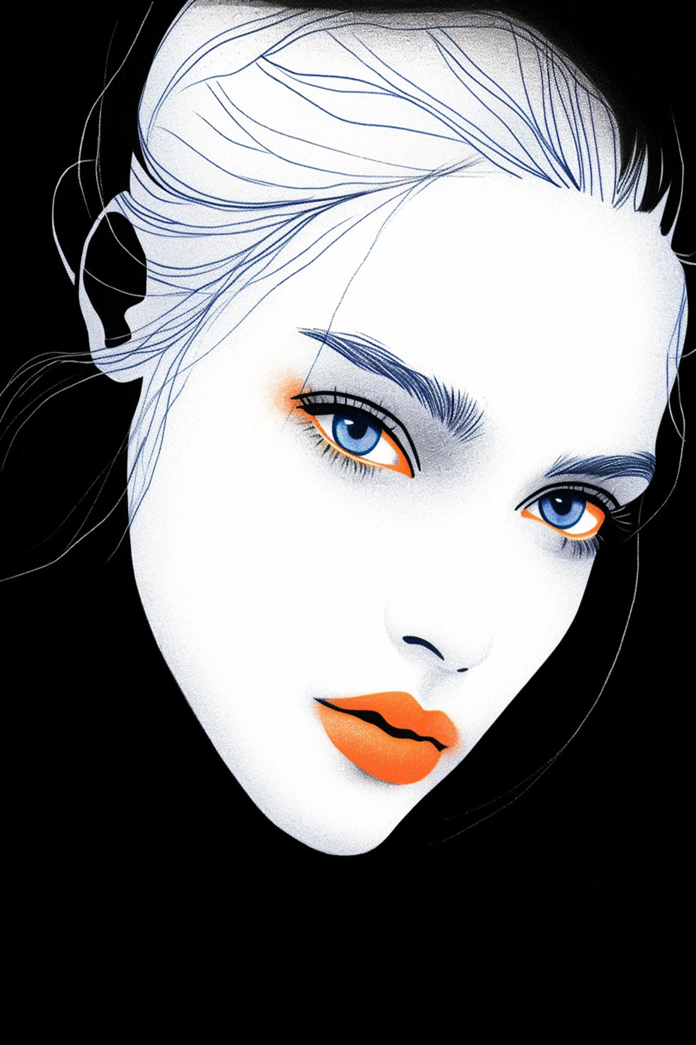 #10 Color Drawing Facial — Beauty, Style, and Expression in Every Detail.— 24H × 36 W Digital Art - MWS-CDF--0010