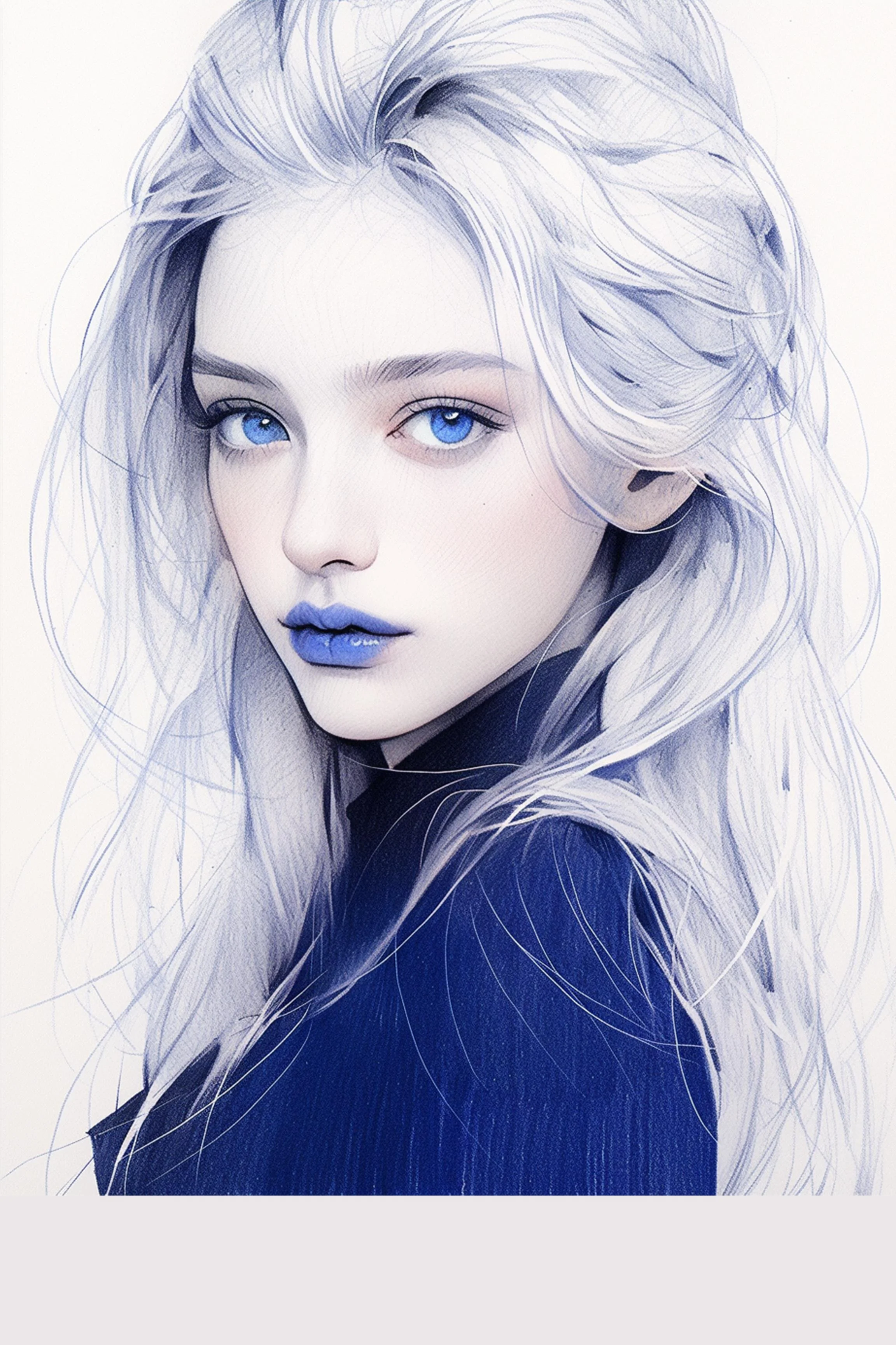 #53 Color Drawing Facial — Beauty, Style, and Expression in Every Detail.— 24H × 36 W Digital Art - MWS-CDF--005