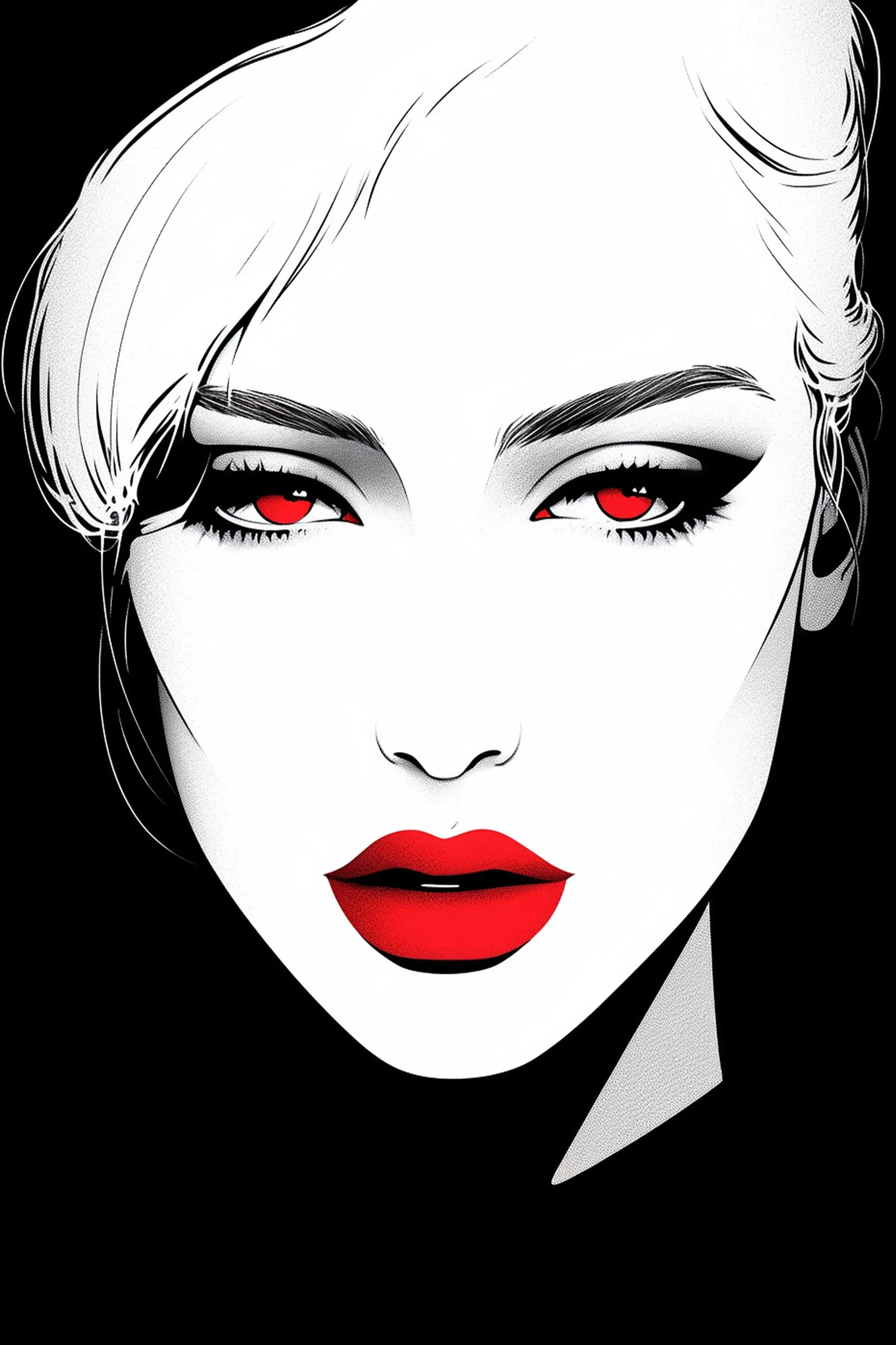 #72 Color Drawing Facial — Beauty, Style, and Expression in Every Detail.— 24H × 36 W Digital Art - MWS-CDF--0072