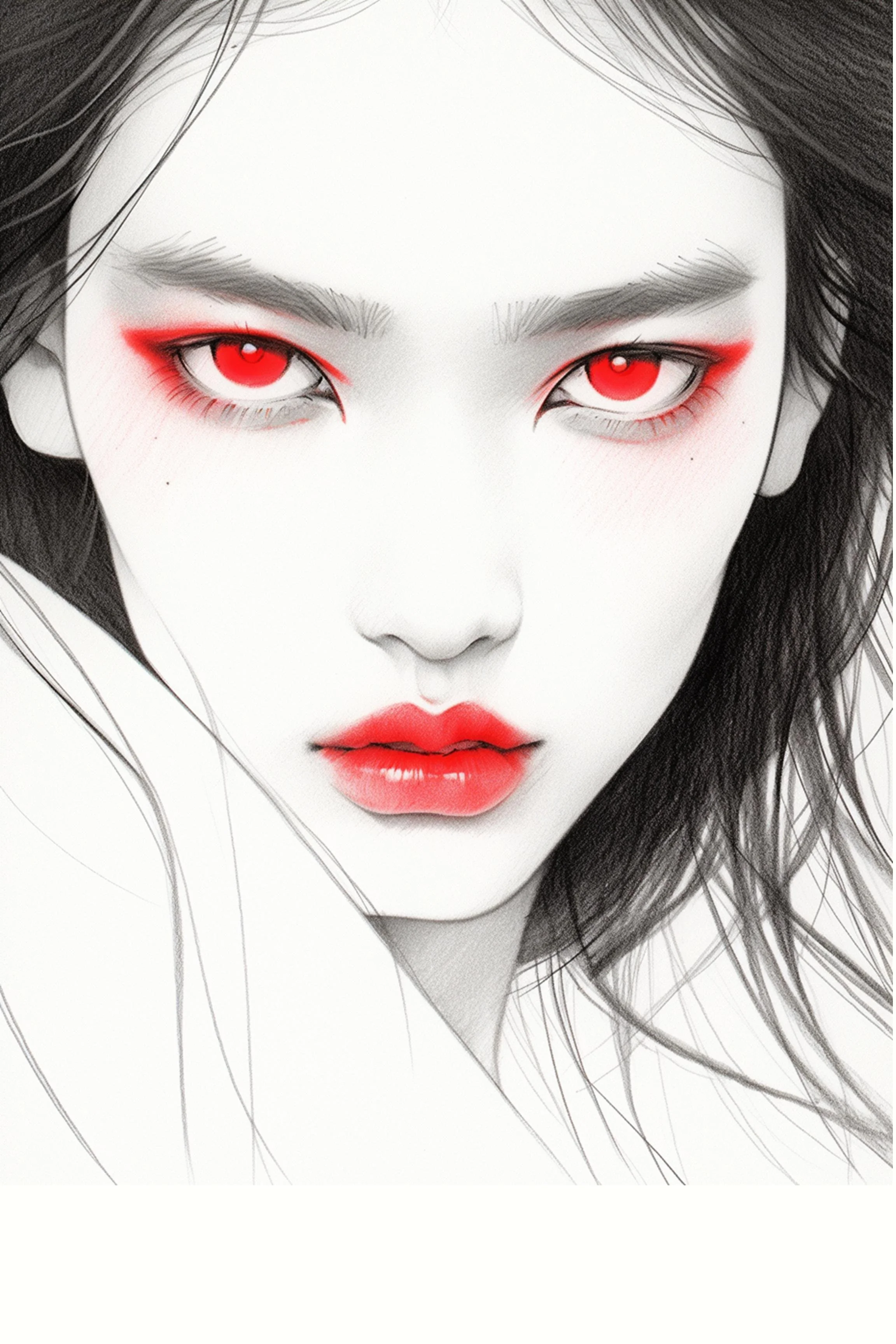 #57 Color Drawing Facial — Beauty, Style, and Expression in Every Detail.— 24H × 36 W Digital Art - MWS-CDF--0057