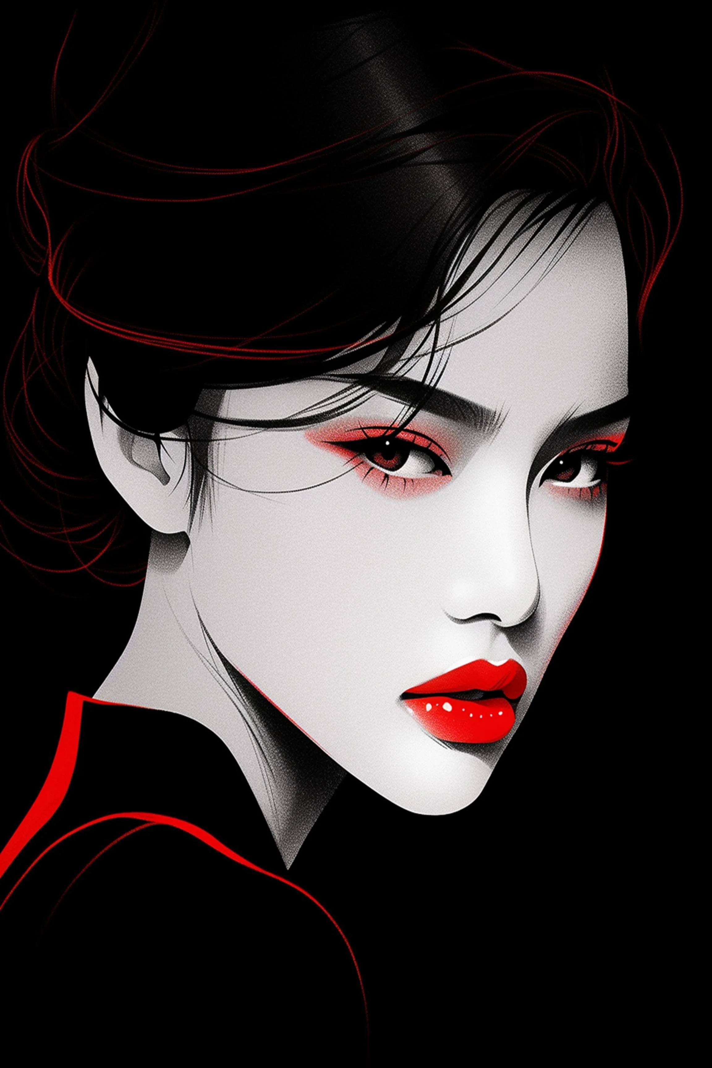#90 Color Drawing Facial — Beauty, Style, and Expression in Every Detail.— 24H × 36 W Digital Art - MWS-CDF--0090