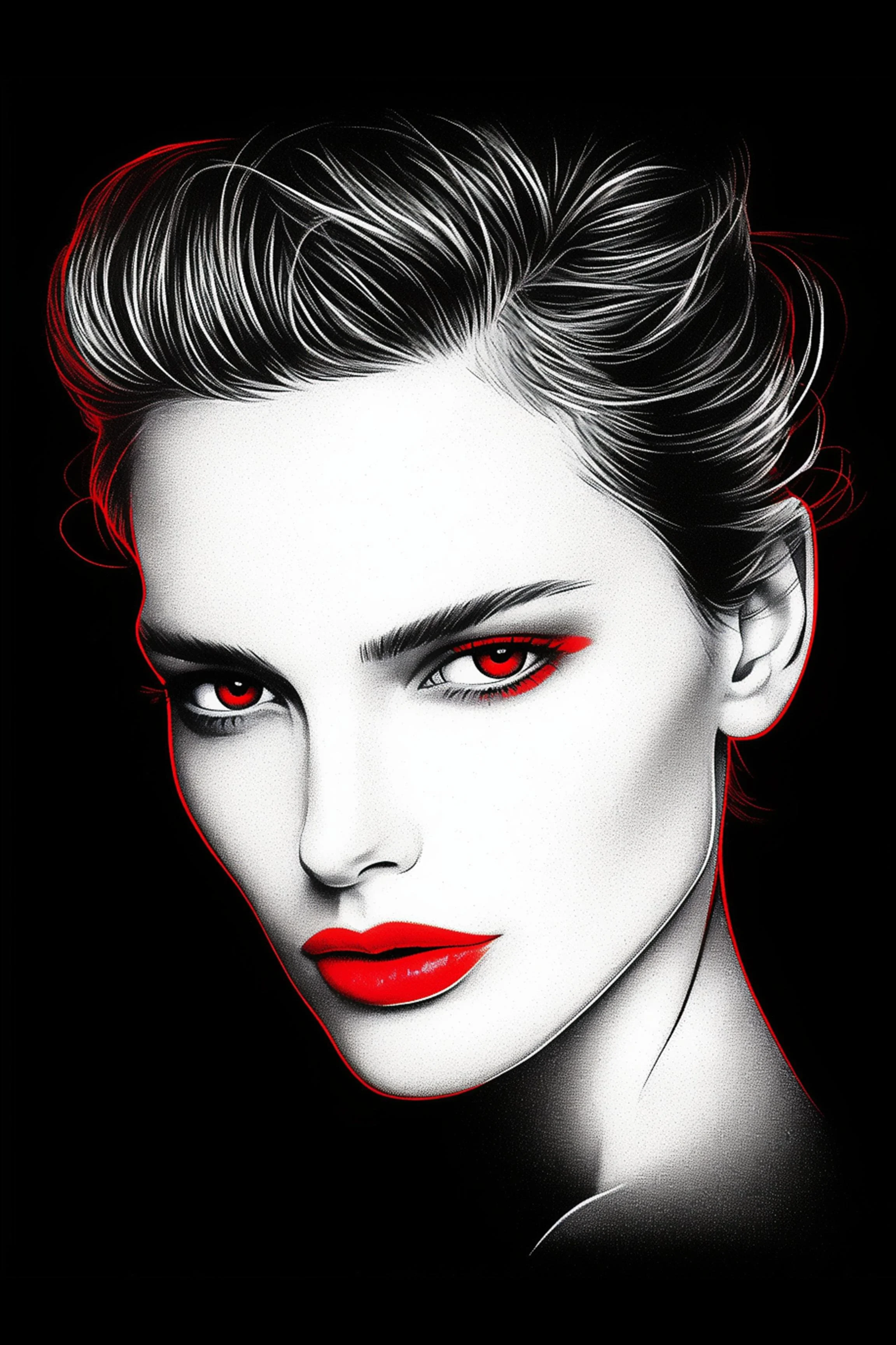 #8 Color Drawing Facial — Beauty, Style, and Expression in Every Detail.— 24H × 36 W Digital Art - MWS-CDF--0008