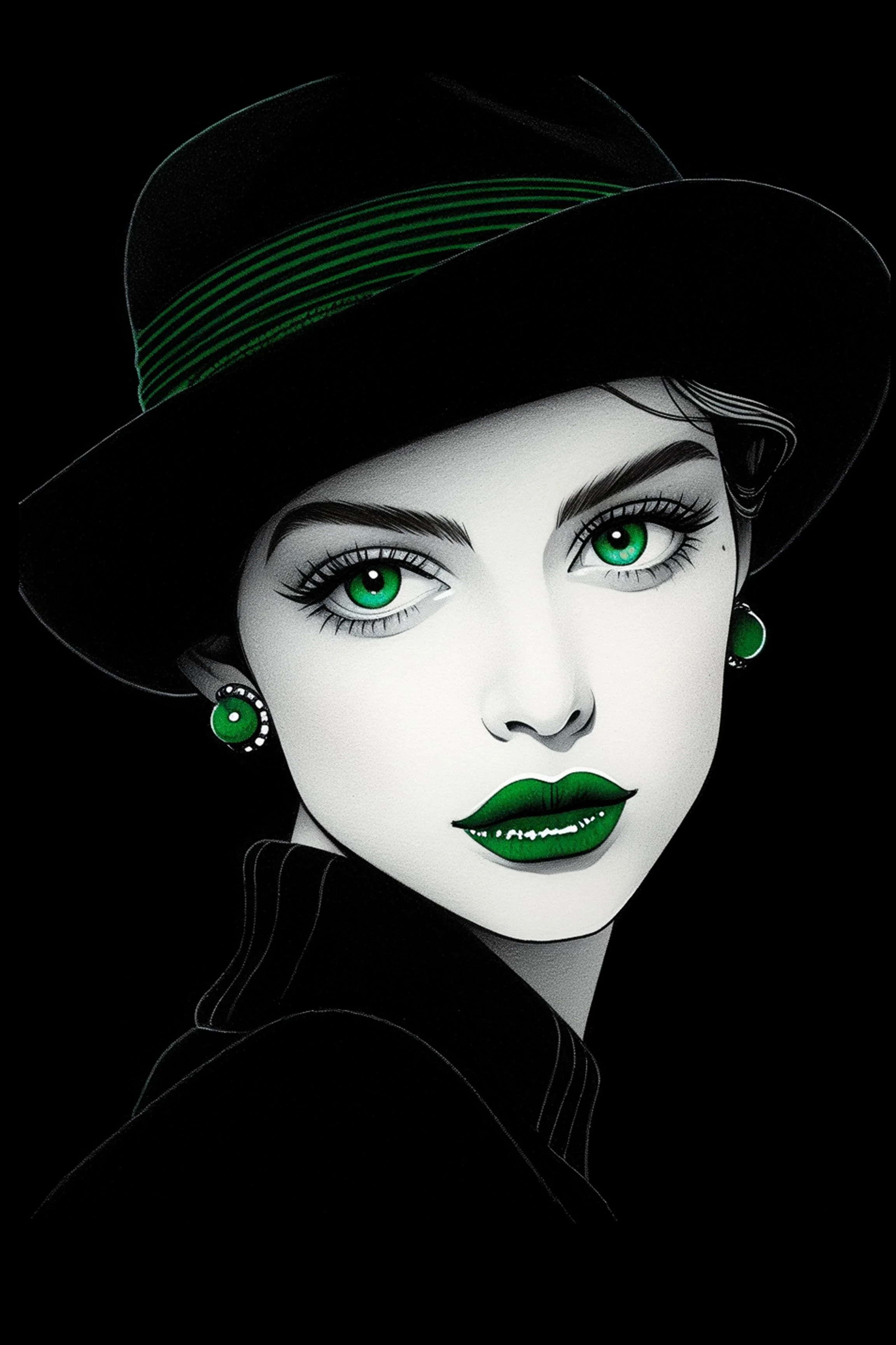 #35 Color Drawing Facial — Beauty, Style, and Expression in Every Detail.— 24H × 36 W Digital Art - MWS-CDF--0035