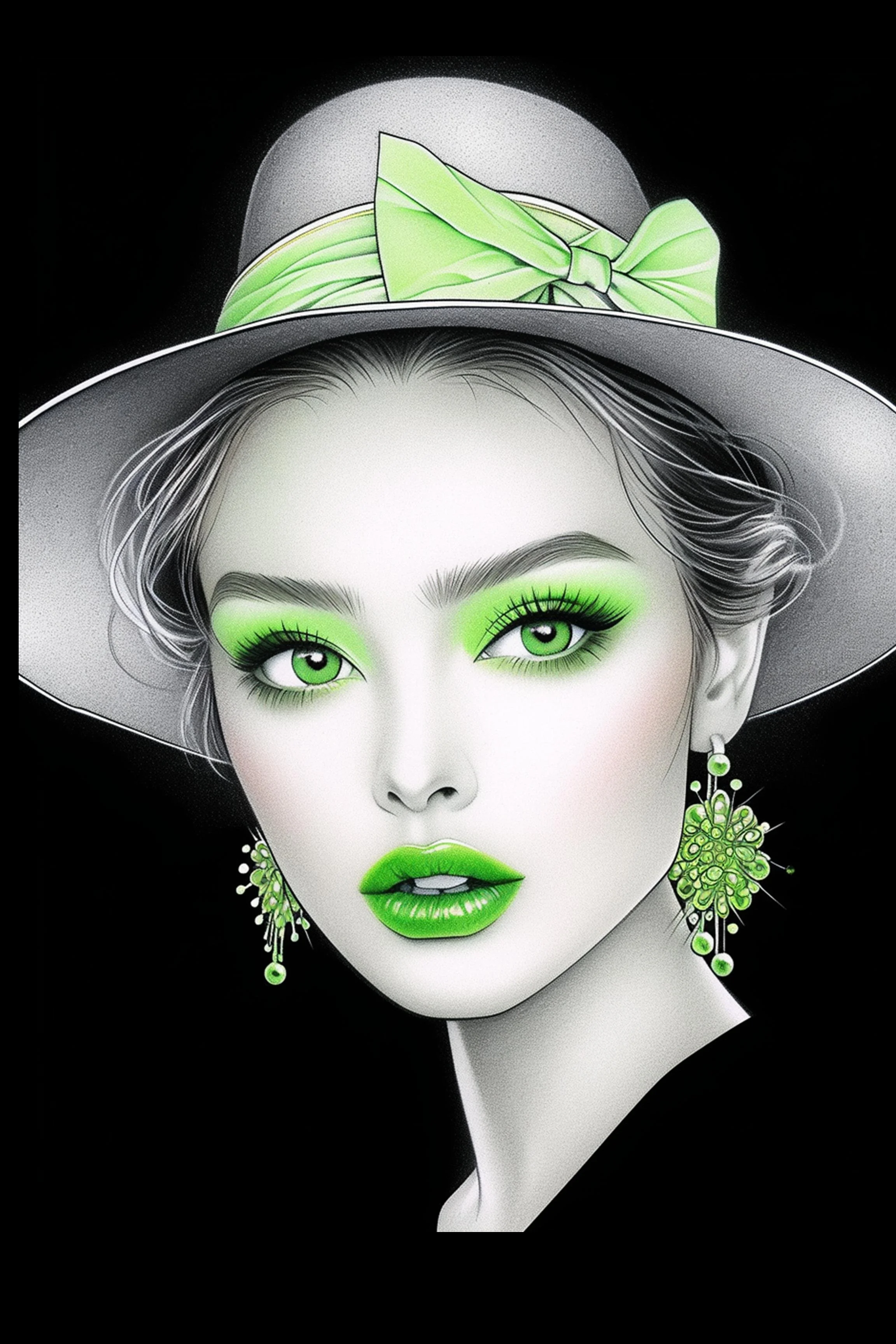 #46 Color Drawing Facial — Beauty, Style, and Expression in Every Detail.— 24H × 36 W Digital Art - MWS-CDF--0046