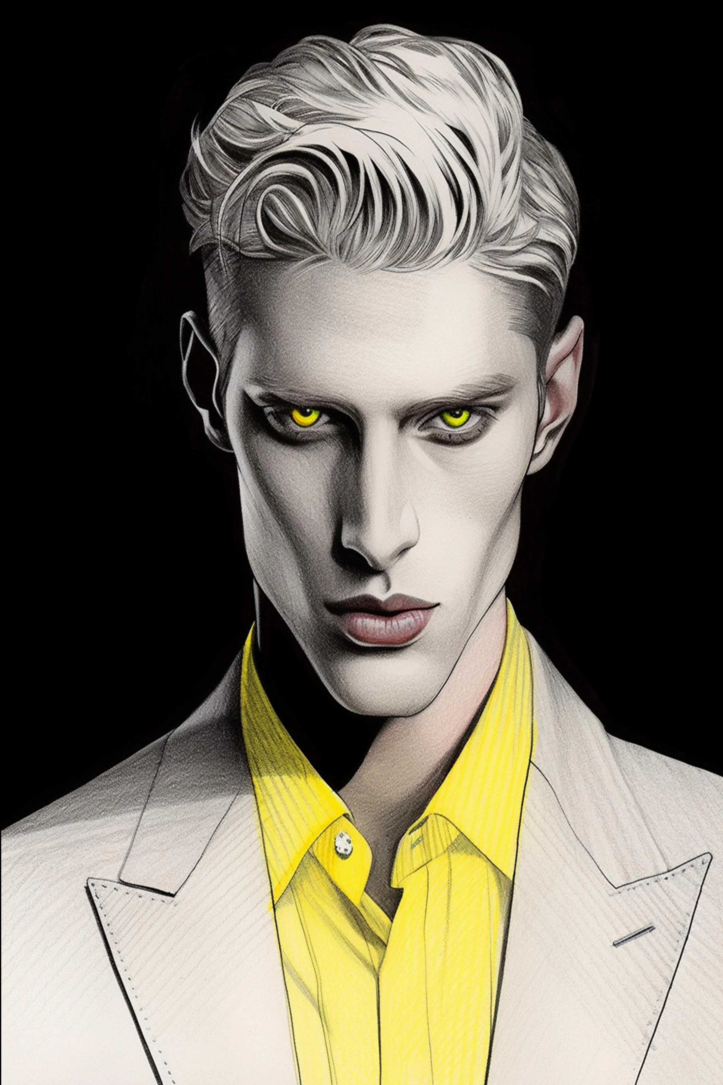 #127 Color Drawing Facial — Beauty, Style, and Expression in Every Detail.— 24H × 36 W Digital Art - MWS-CDF--0127