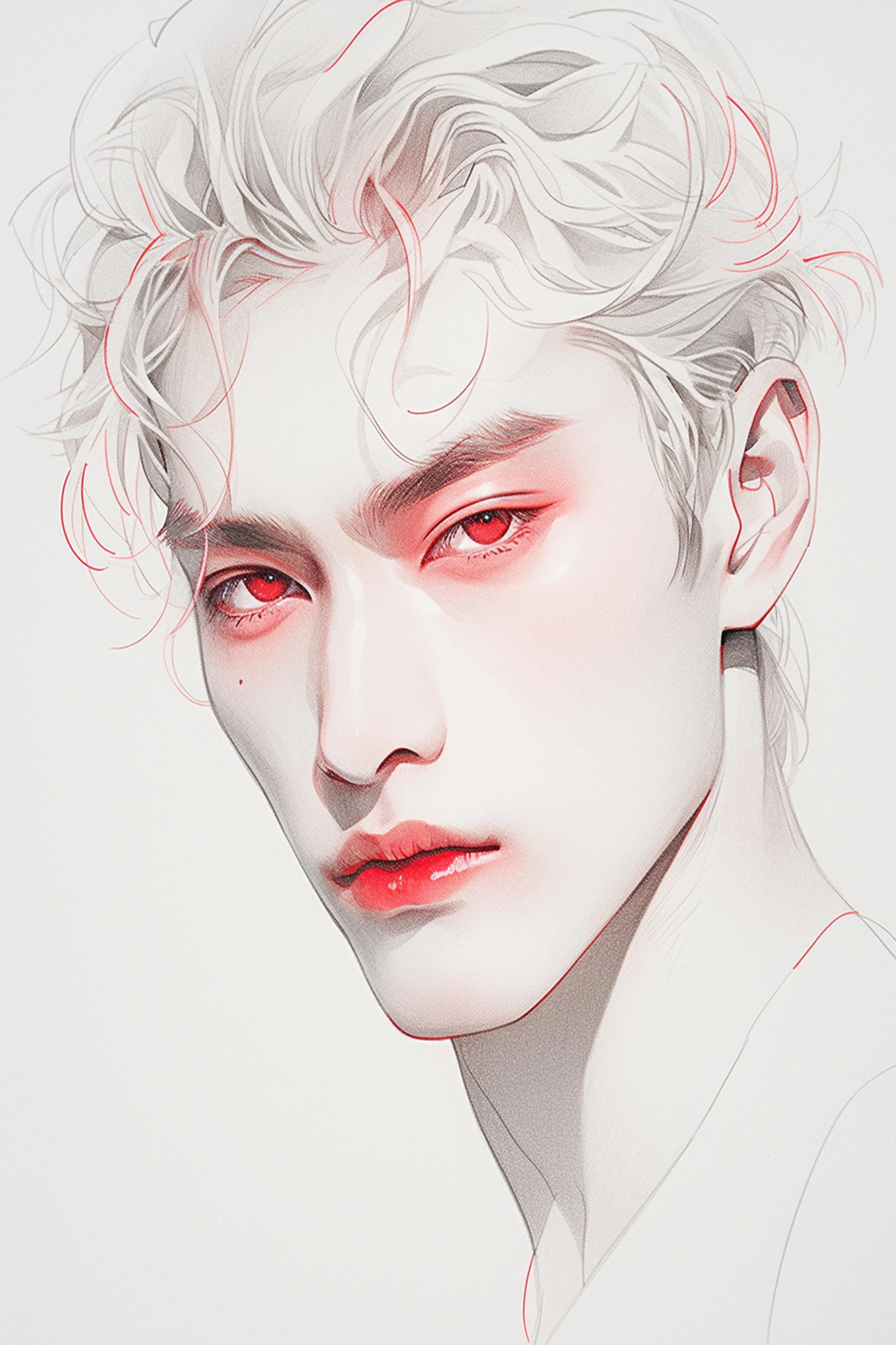 #185 Color Drawing Facial — Beauty, Style, and Expression in Every Detail.— 24H × 36 W Digital Art - MWS-CDF--0185