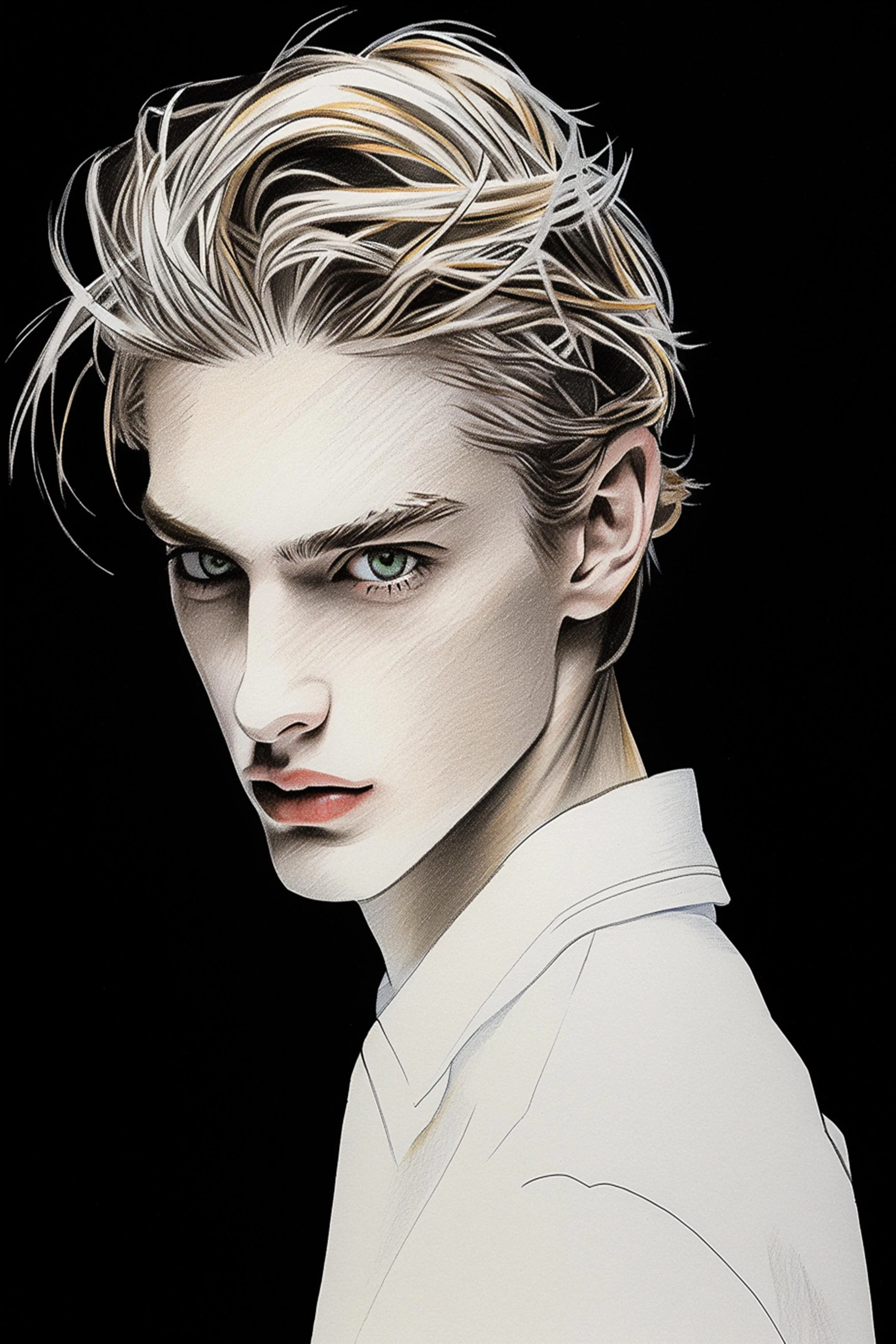 #61 Color Drawing Facial — Beauty, Style, and Expression in Every Detail.— 24H × 36 W Digital Art - MWS-CDF--0061
