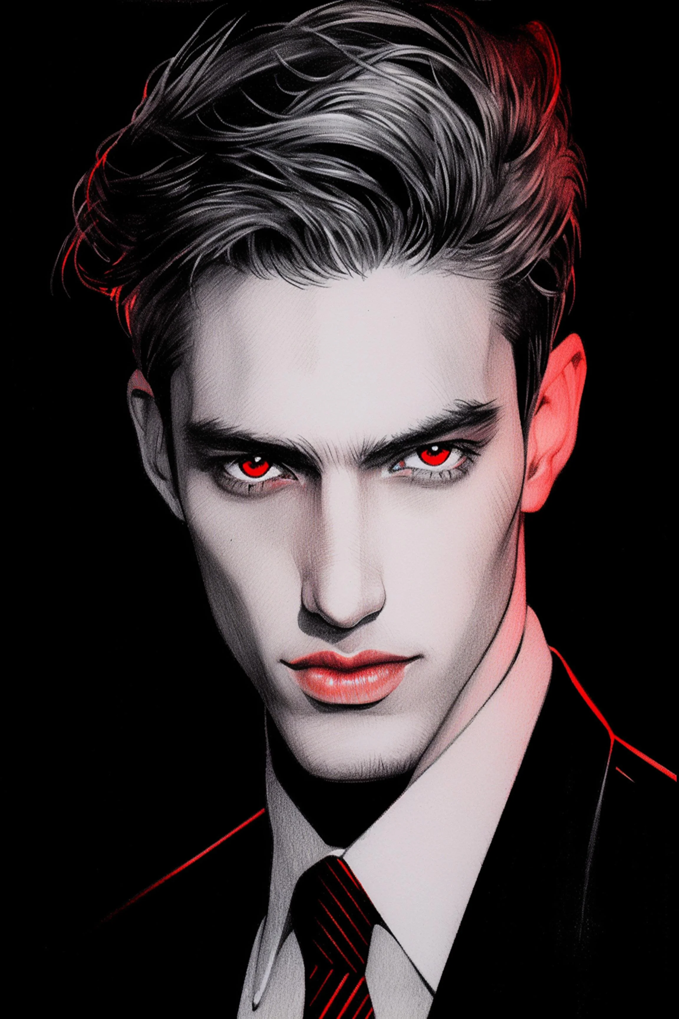 #136 Color Drawing Facial — Beauty, Style, and Expression in Every Detail.— 24H × 36 W Digital Art - MWS-CDF--0136
