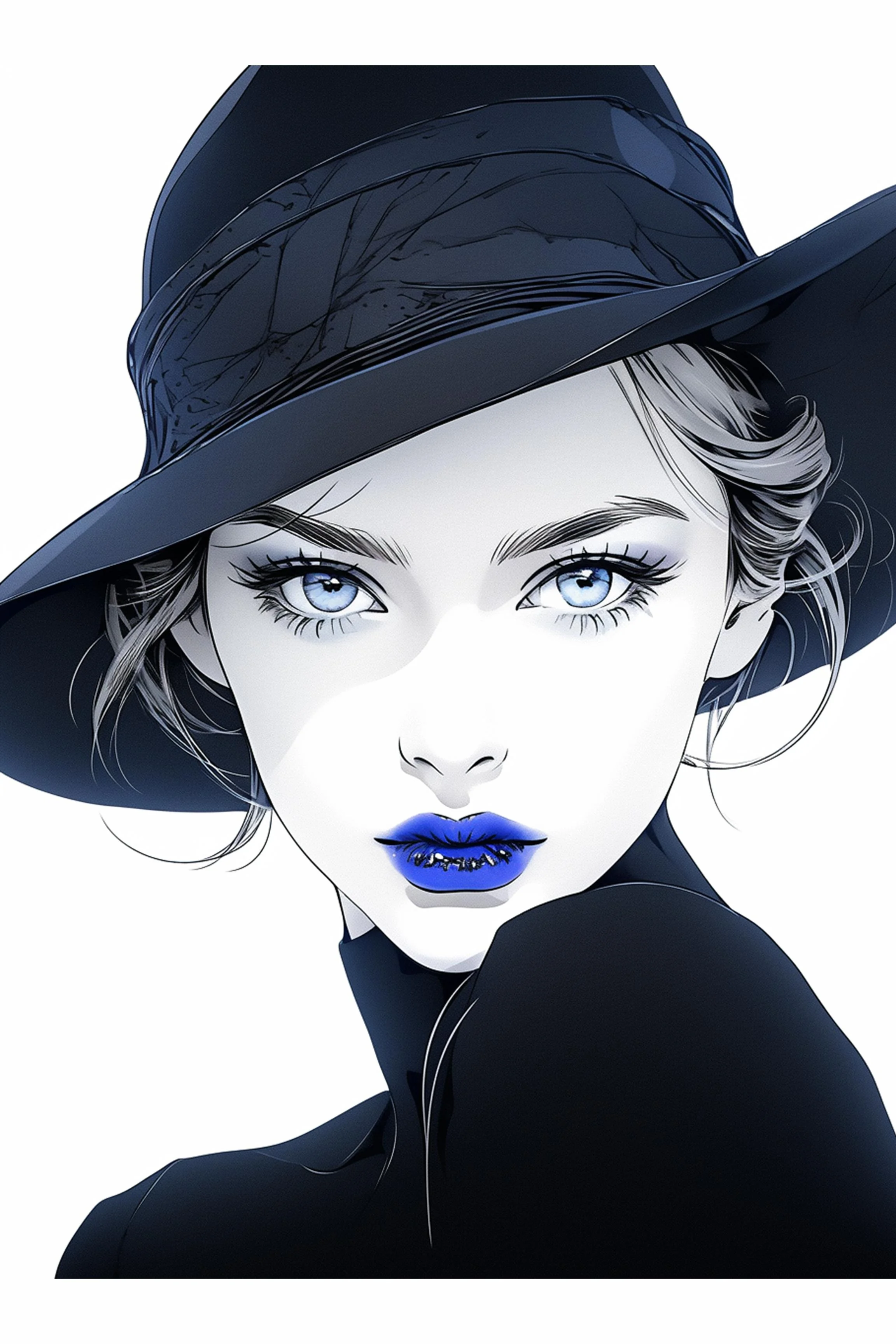 #38 Color Drawing Facial — Beauty, Style, and Expression in Every Detail.— 24H × 36 W Digital Art - MWS-CDF--0038