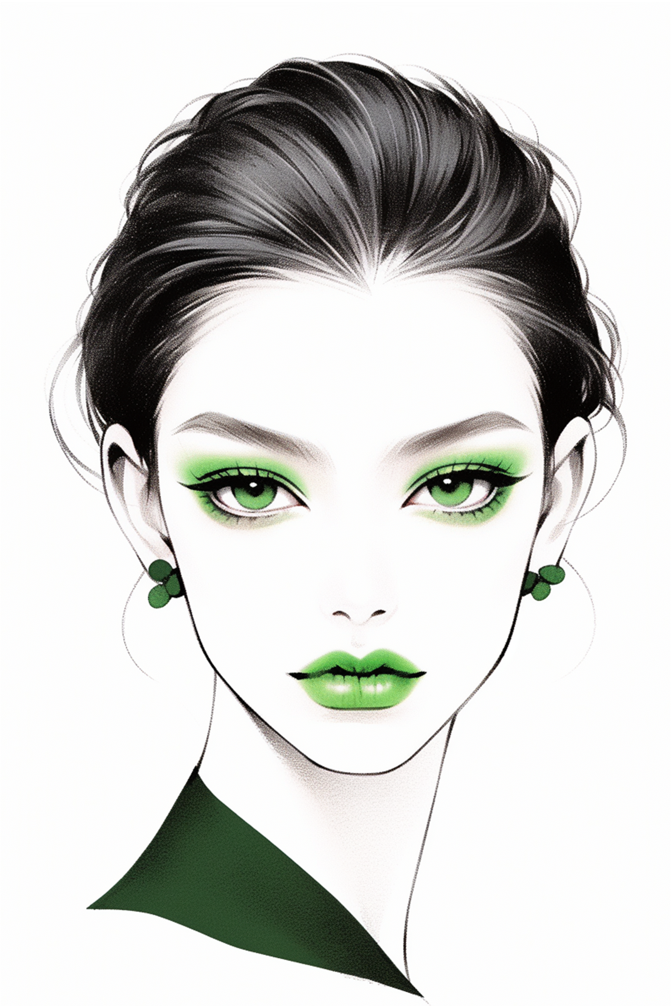 #34 Color Drawing Facial — Beauty, Style, and Expression in Every Detail.— 24H × 36 W Digital Art - MWS-CDF--0034