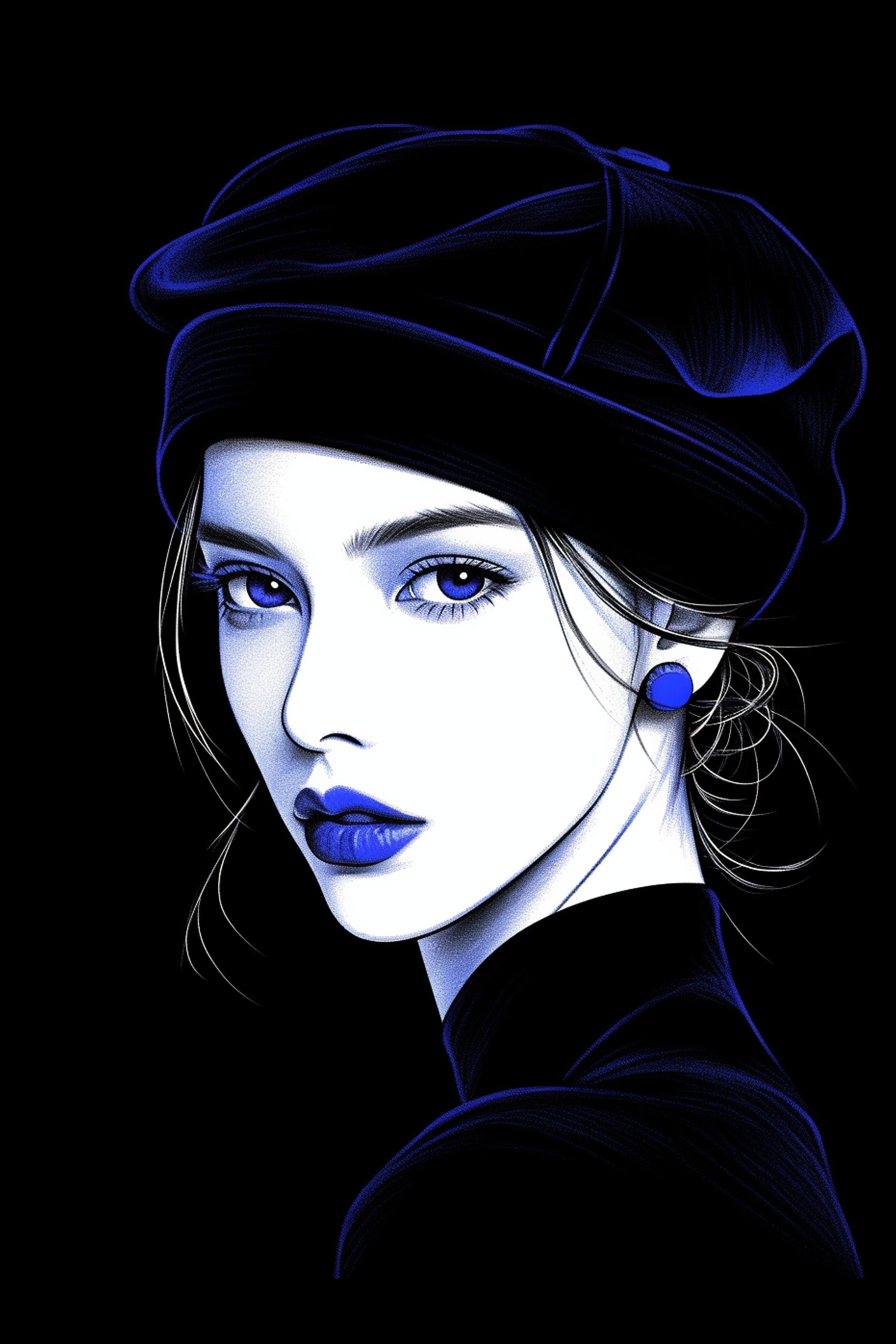 #55 Color Drawing Facial — Beauty, Style, and Expression in Every Detail.— 24H × 36 W Digital Art - MWS-CDF--0055