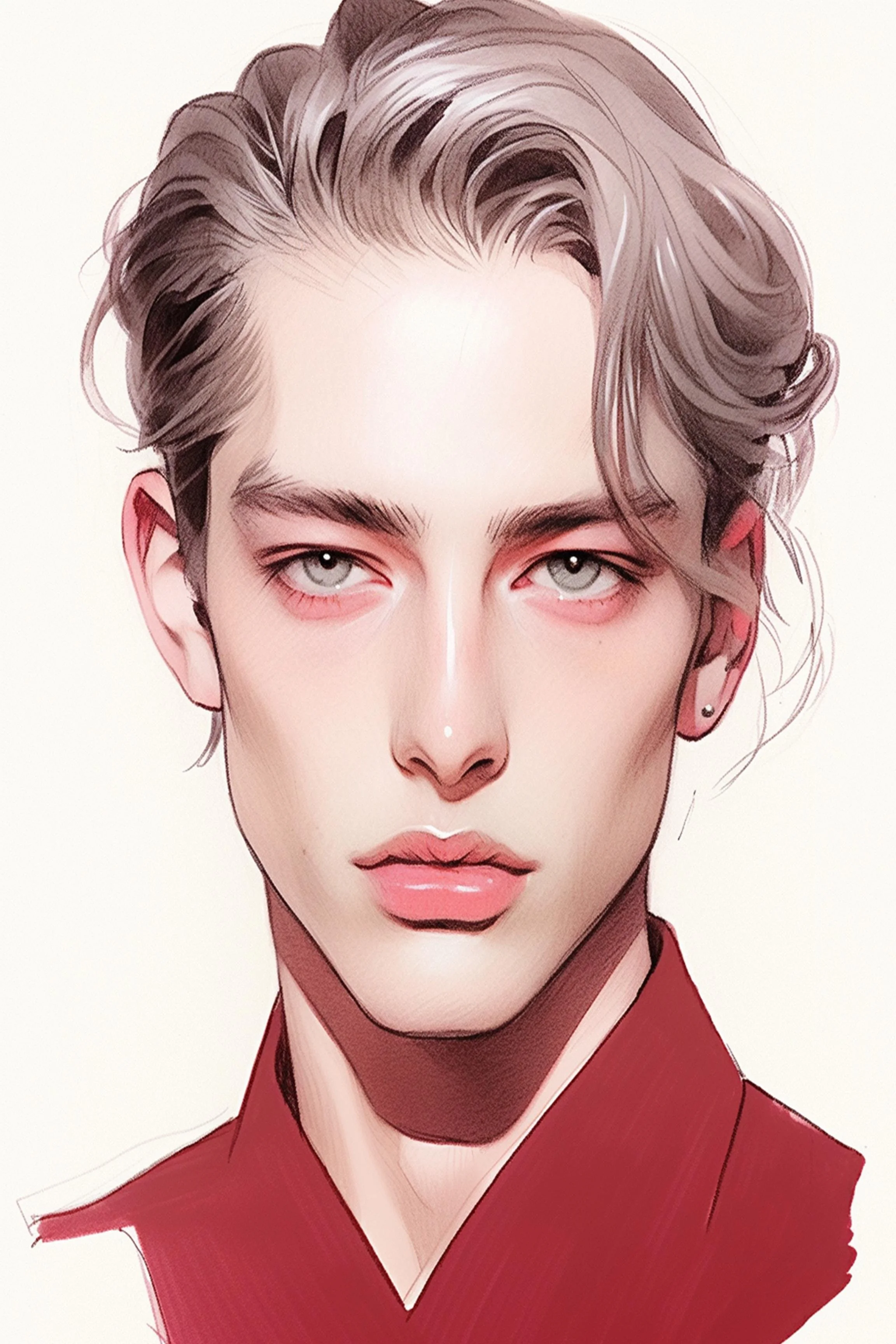#73 Color Drawing Facial — Beauty, Style, and Expression in Every Detail.— 24H × 36 W Digital Art - MWS-CDF--0073