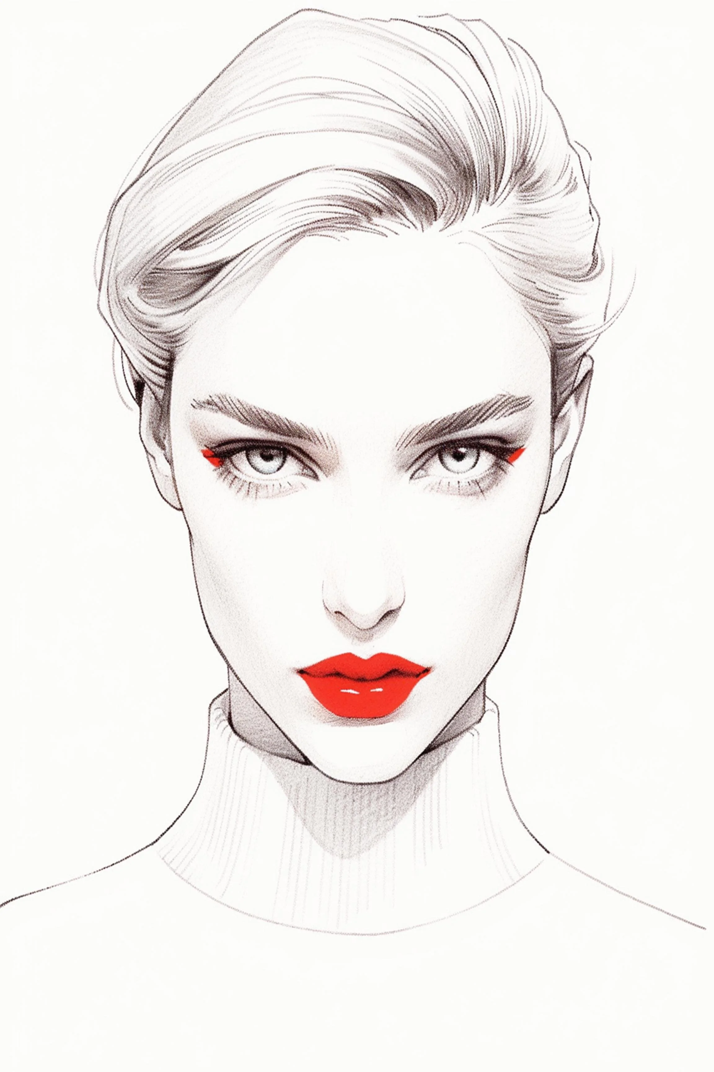 #199 Color Drawing Facial — Beauty, Style, and Expression in Every Detail.— 24H × 36 W Digital Art - MWS-CDF--0199