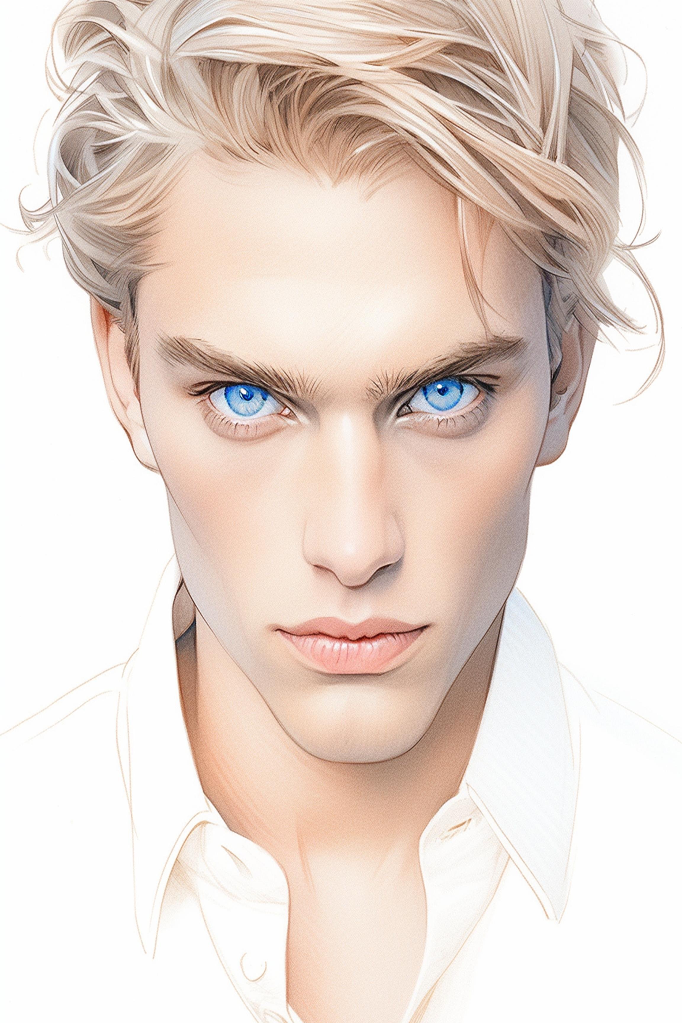 #89 Color Drawing Facial — Beauty, Style, and Expression in Every Detail.— 24H × 36 W Digital Art - MWS-CDF--0089