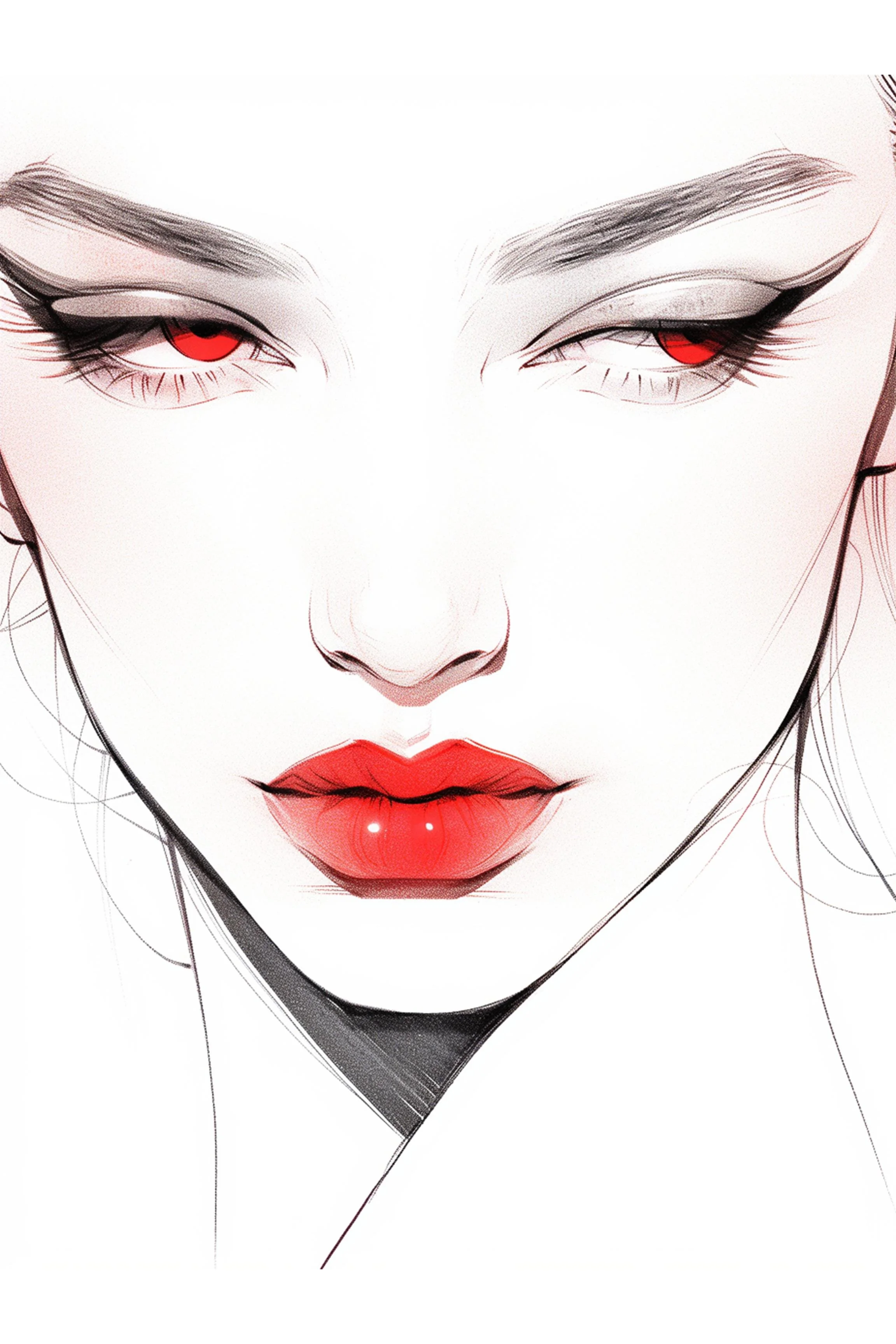 #70 Color Drawing Facial — Beauty, Style, and Expression in Every Detail.— 24H × 36 W Digital Art - MWS-CDF--0070
