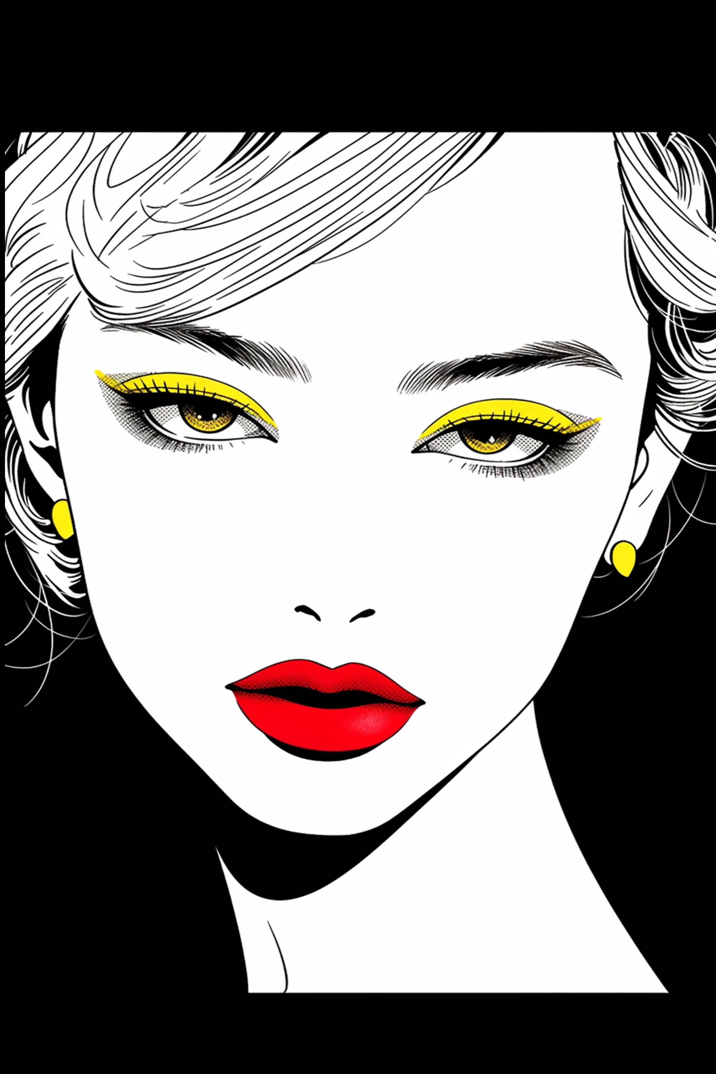 #109 Color Drawing Facial — Beauty, Style, and Expression in Every Detail.— 24H × 36 W Digital Art - MWS-CDF--0109