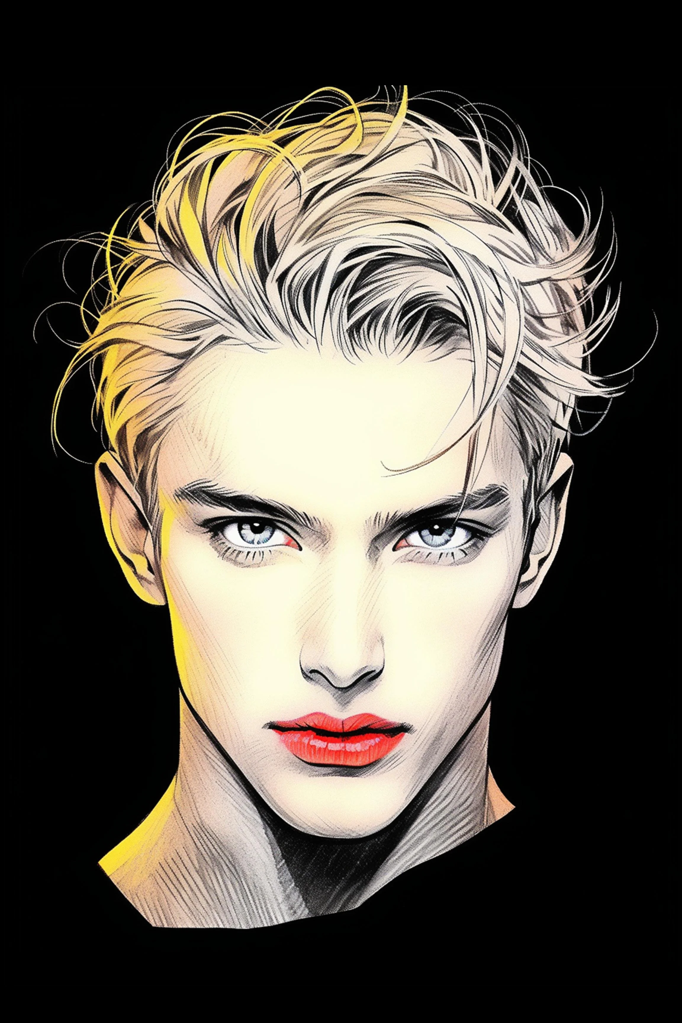 #18 Color Drawing Facial — Beauty, Style, and Expression in Every Detail.— 24H × 36 W Digital Art - MWS-CDF--0018