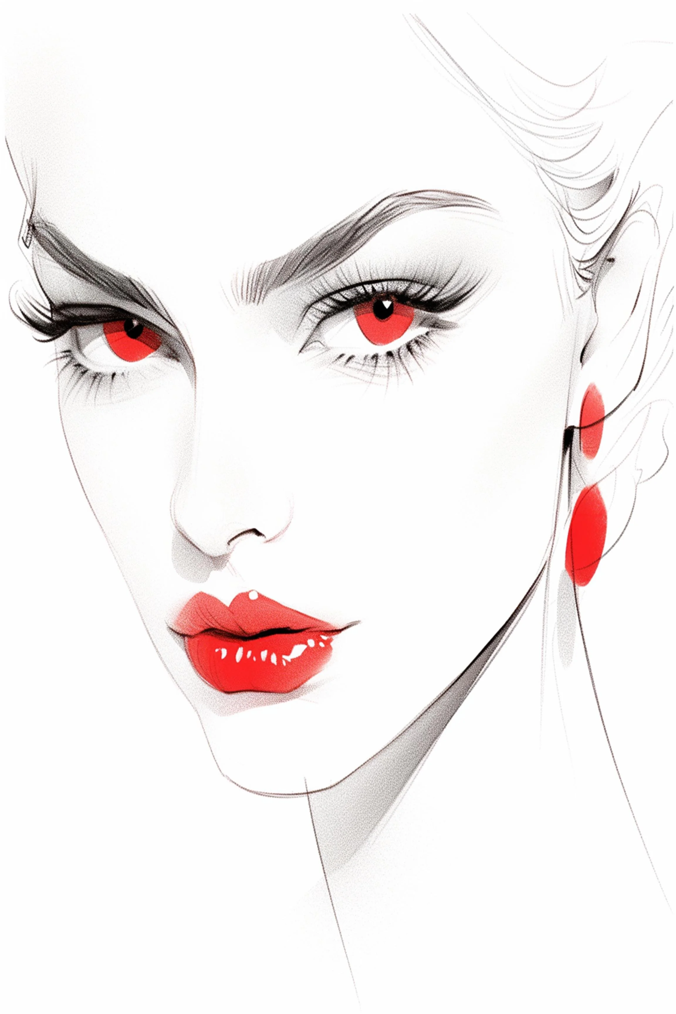 #98 Color Drawing Facial — Beauty, Style, and Expression in Every Detail.— 24H × 36 W Digital Art - MWS-CDF--0098