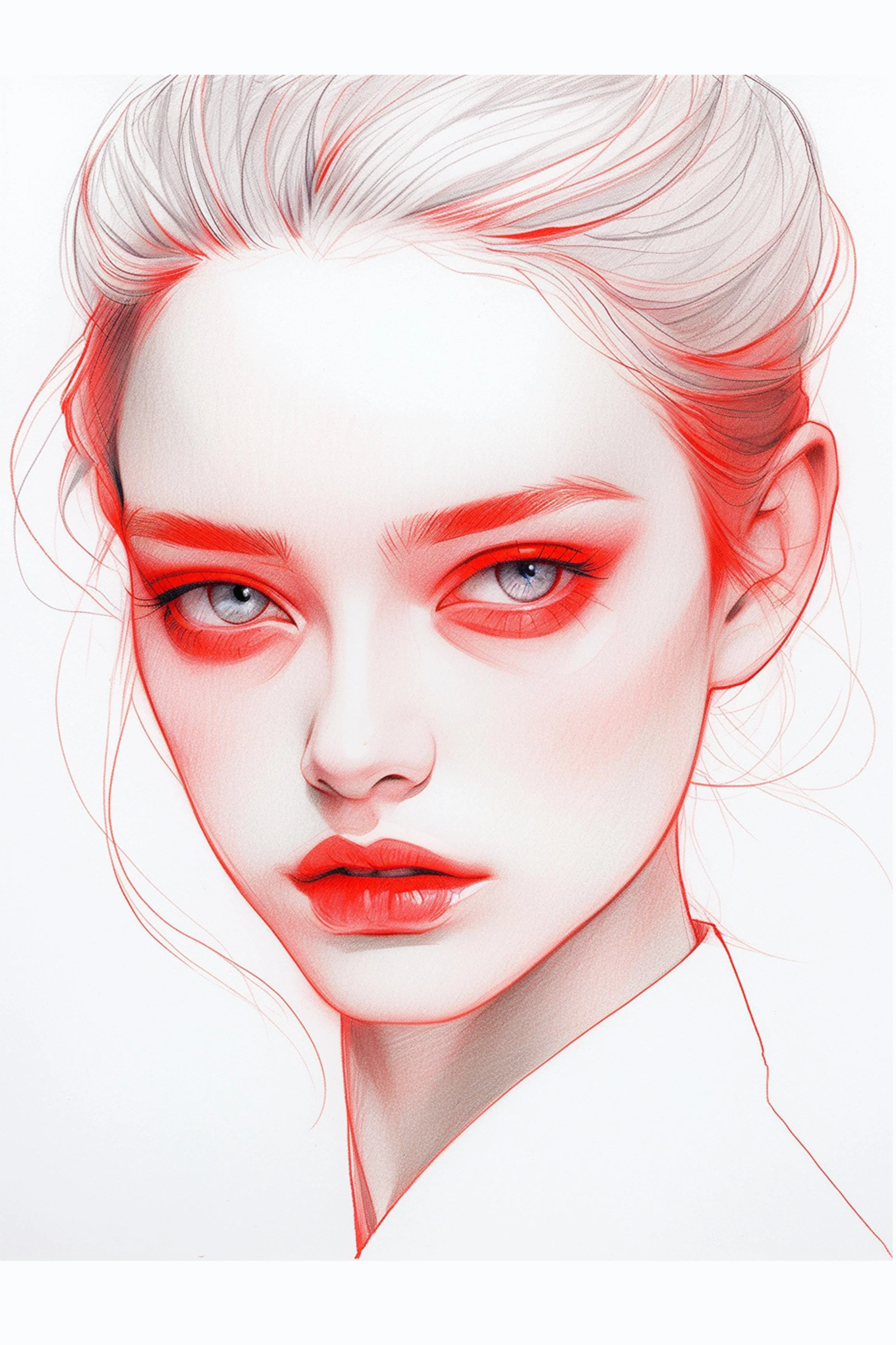 #49 Color Drawing Facial — Beauty, Style, and Expression in Every Detail.— 24H × 36 W Digital Art - MWS-CDF--0049