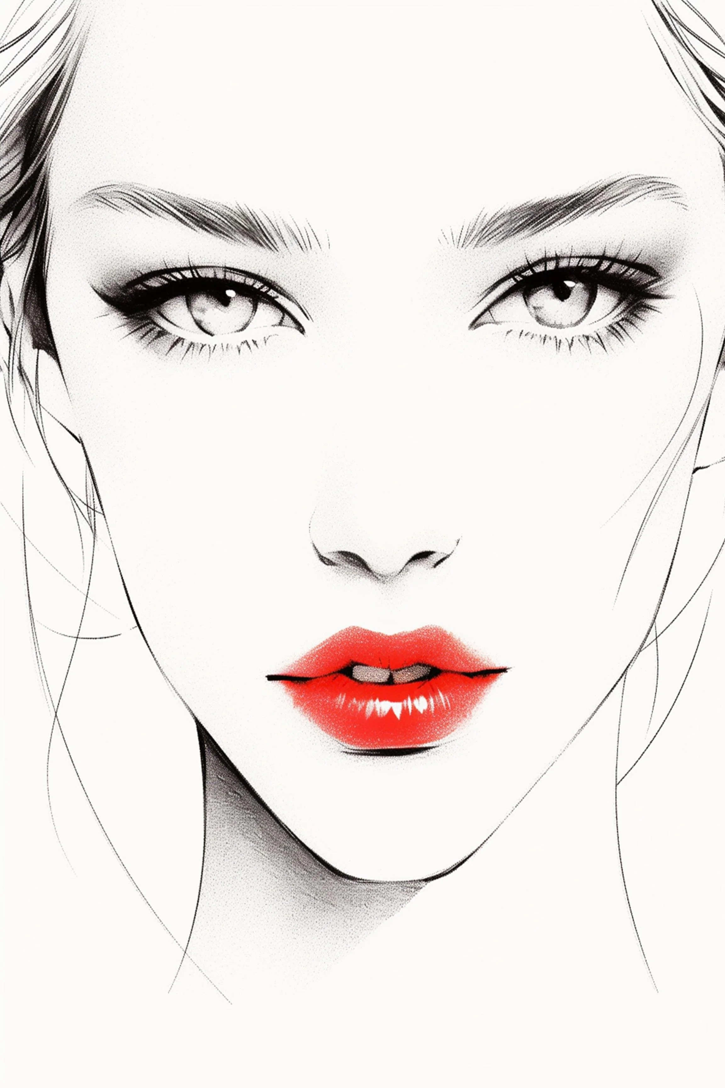 #62 Color Drawing Facial — Beauty, Style, and Expression in Every Detail.— 24H × 36 W Digital Art - MWS-CDF--0062