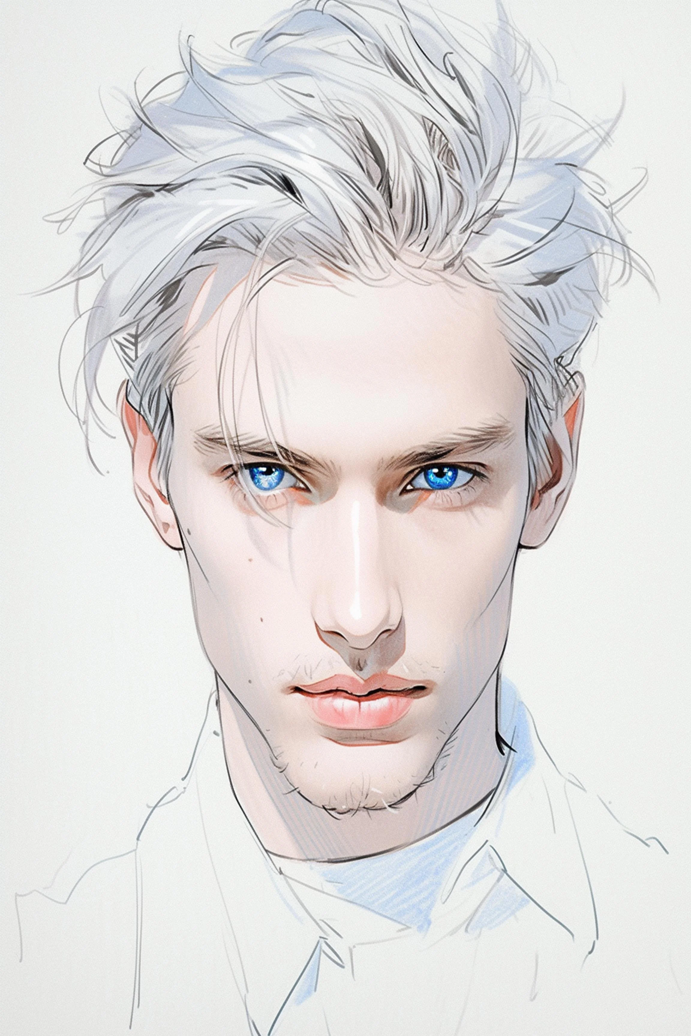 #88 Color Drawing Facial — Beauty, Style, and Expression in Every Detail.— 24H × 36 W Digital Art - MWS-CDF--0088