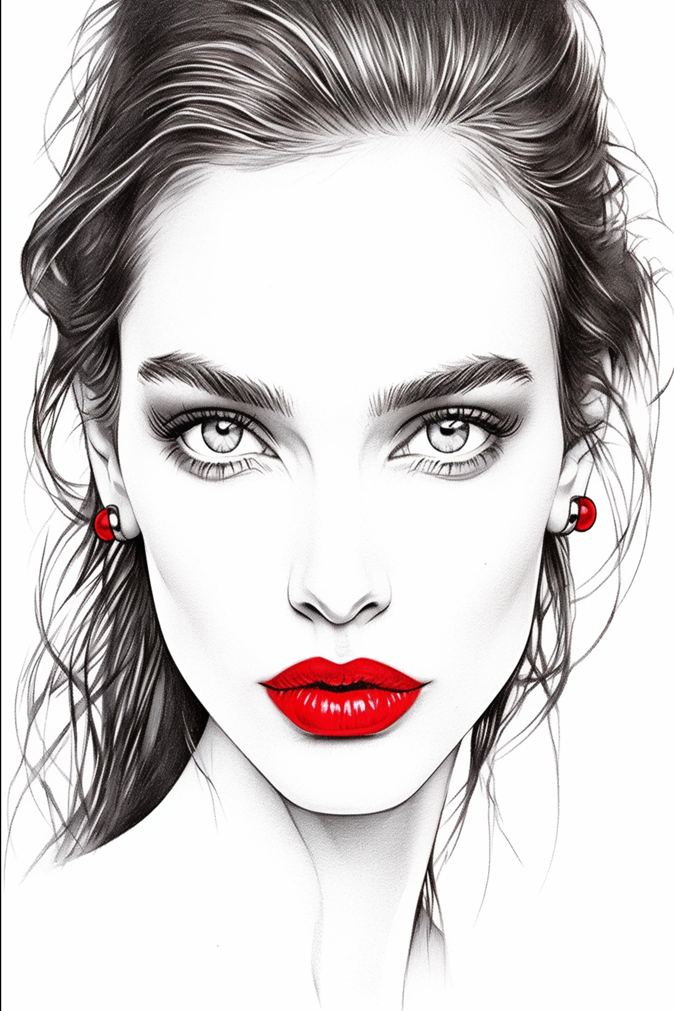 #147 Color Drawing Facial — Beauty, Style, and Expression in Every Detail.— 24H × 36 W Digital Art - MWS-CDF--0147