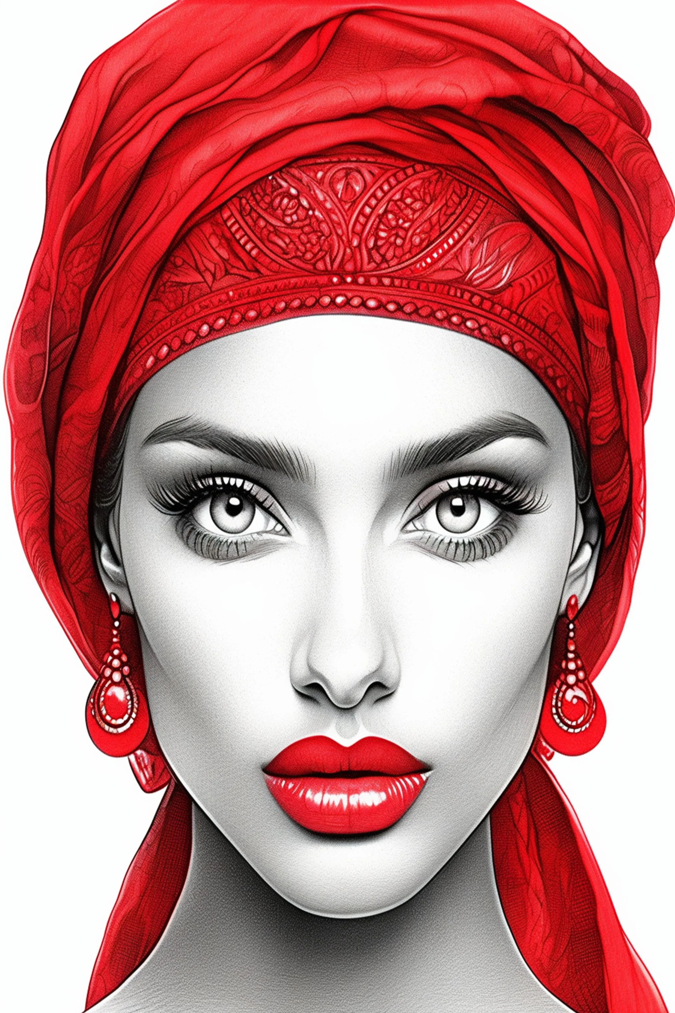 #158 Color Drawing Facial — Beauty, Style, and Expression in Every Detail.— 24H × 36 W Digital Art - MWS-CDF--0158