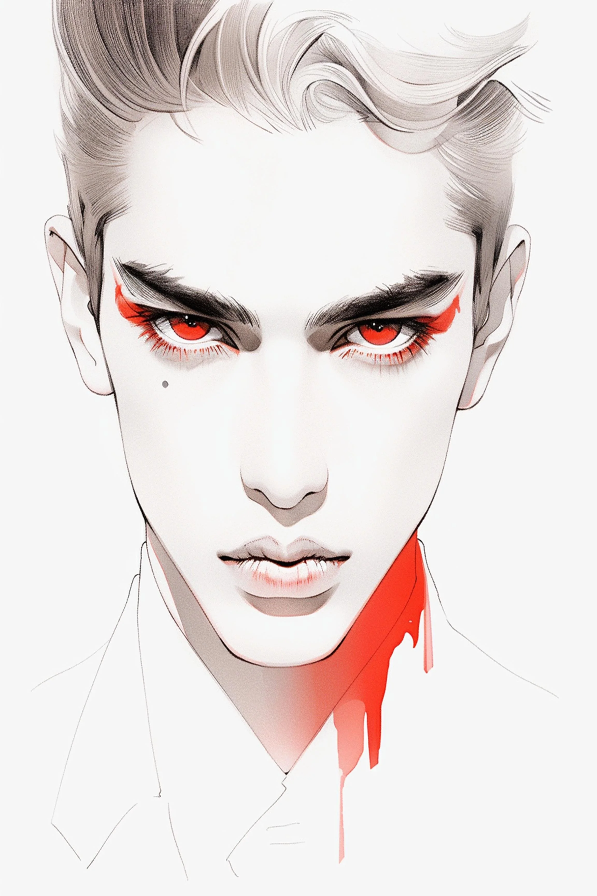 #174 Color Drawing Facial — Beauty, Style, and Expression in Every Detail.— 24H × 36 W Digital Art - MWS-CDF--0174