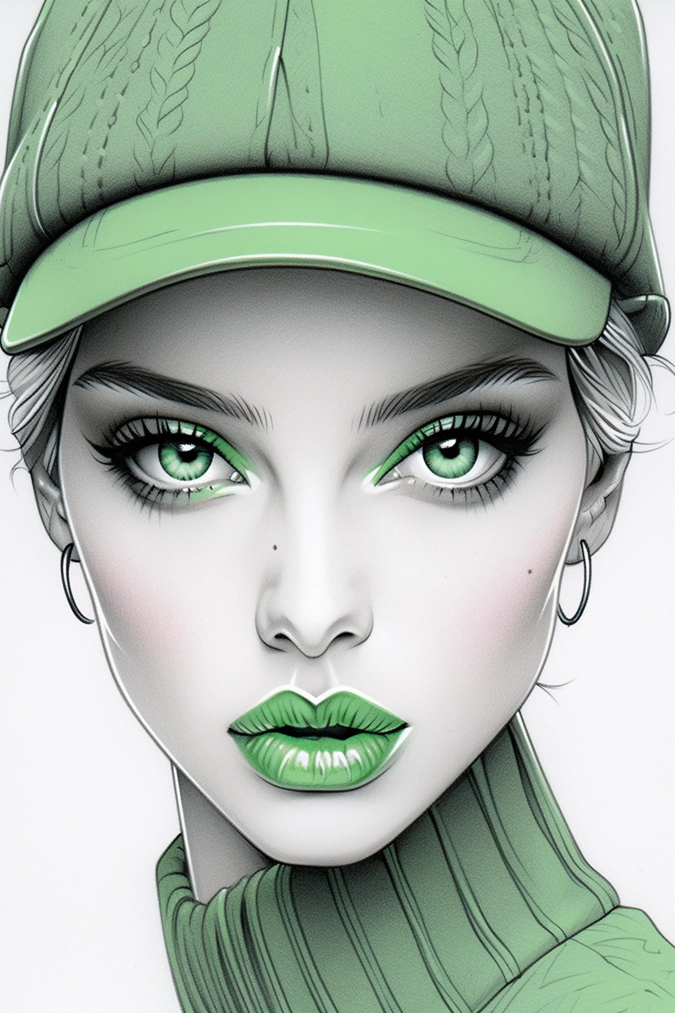 #30 Color Drawing Facial — Beauty, Style, and Expression in Every Detail.— 24H × 36 W Digital Art - MWS-CDF--0030