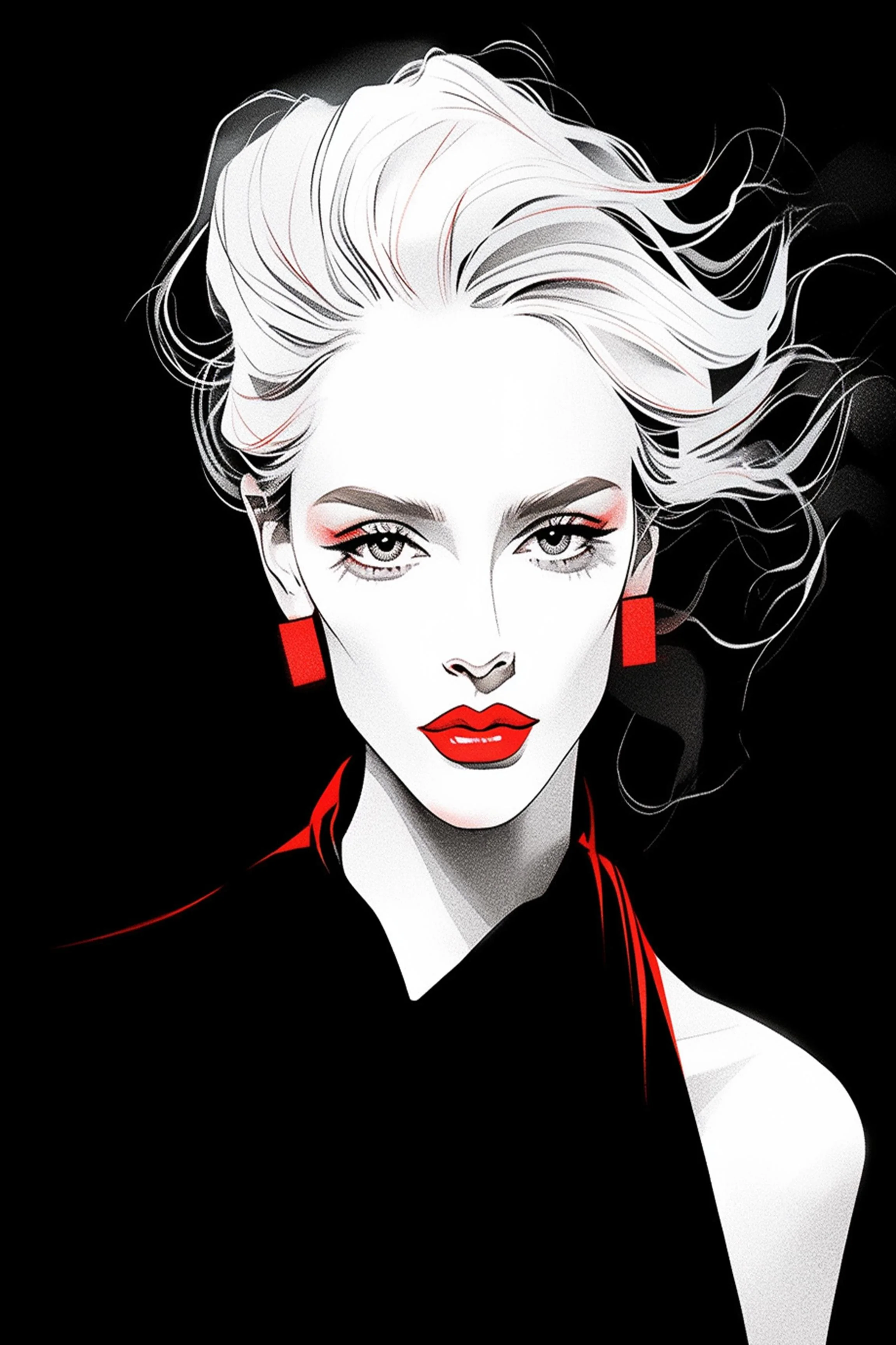 #99 Color Drawing Facial — Beauty, Style, and Expression in Every Detail.— 24H × 36 W Digital Art - MWS-CDF--0099