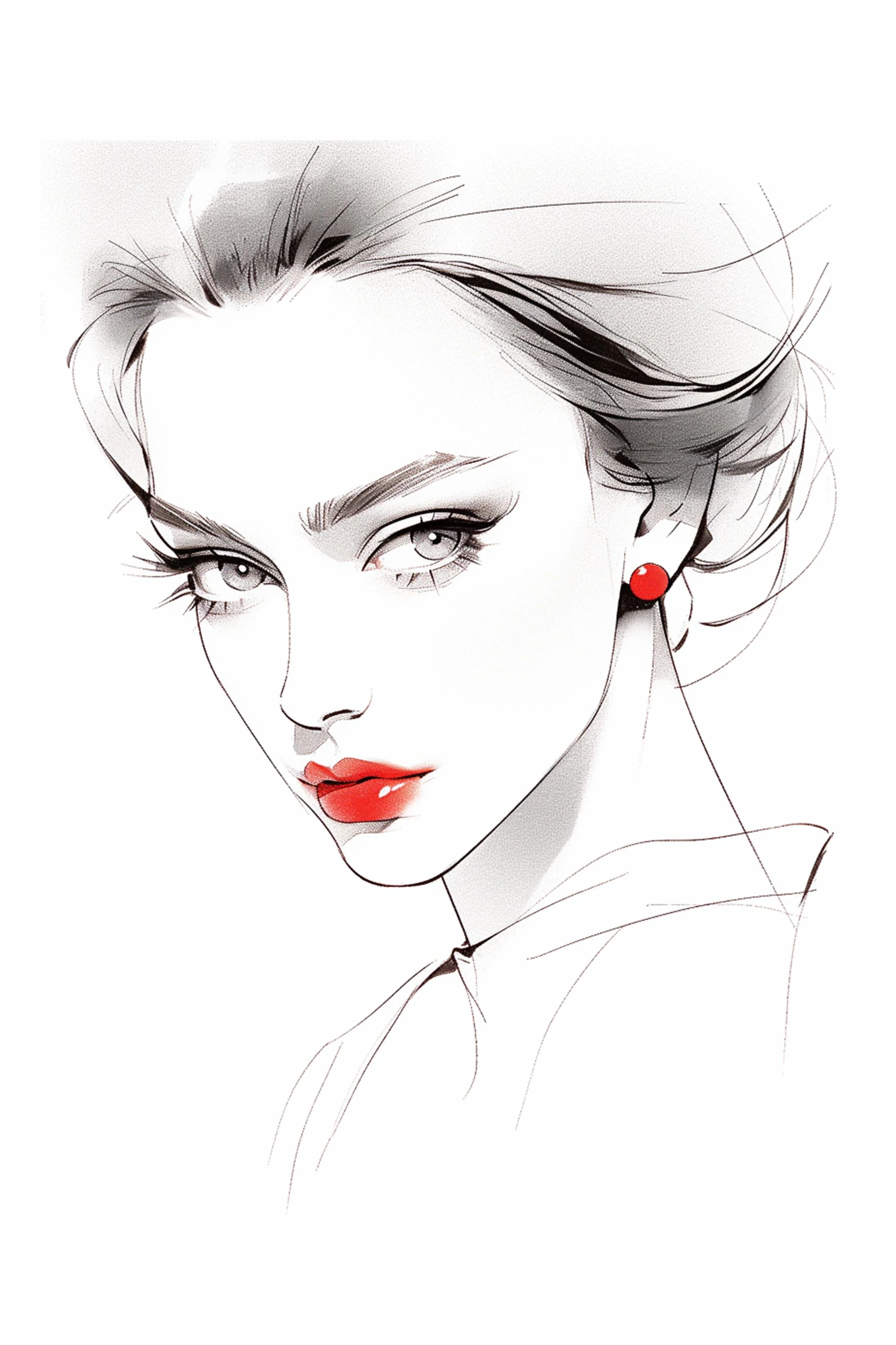 #25 Color Drawing Facial — Beauty, Style, and Expression in Every Detail.— 24H × 36 W Digital Art - MWS-CDF--0025