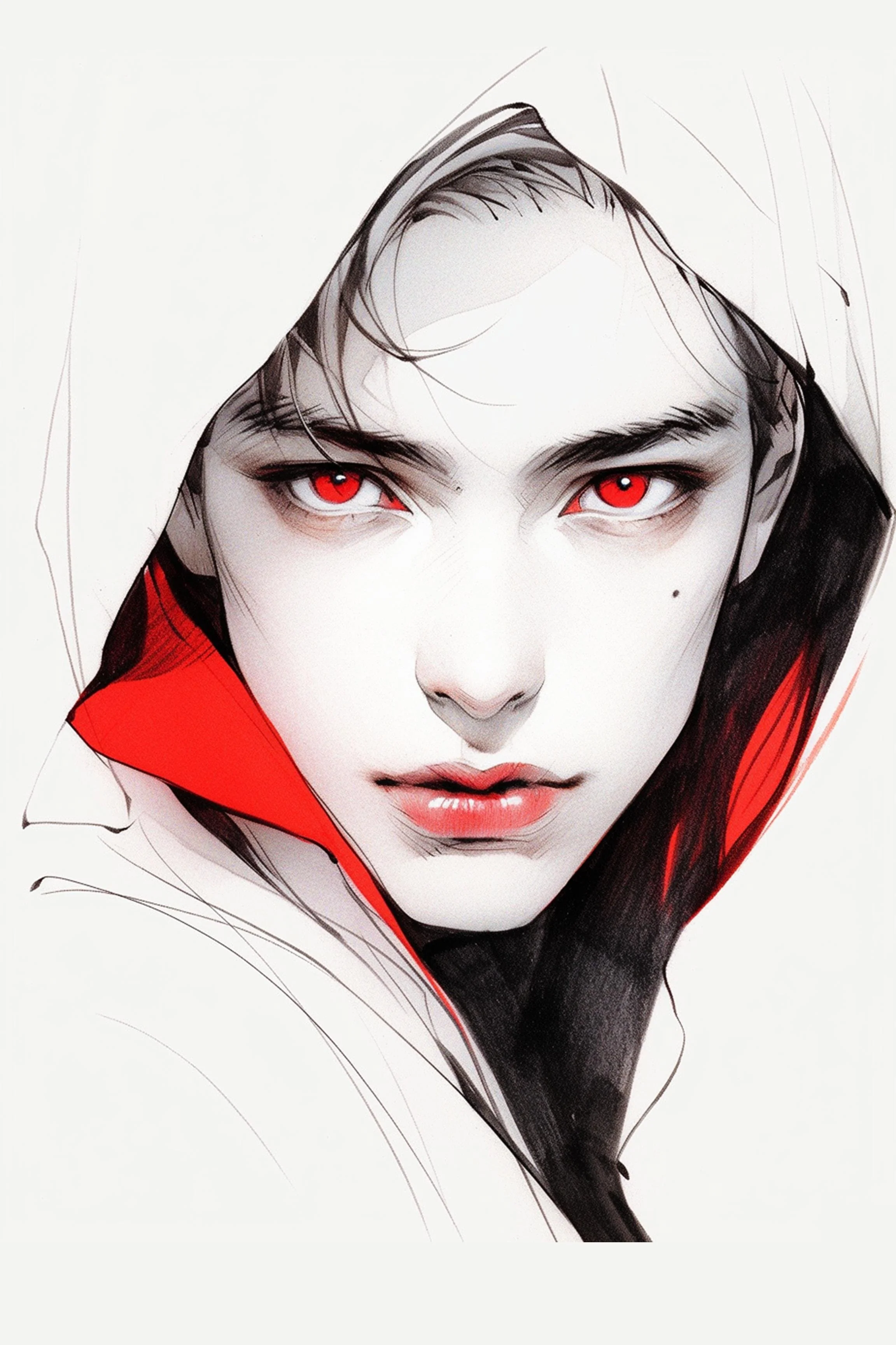 #50 Color Drawing Facial — Beauty, Style, and Expression in Every Detail.— 24H × 36 W Digital Art - MWS-CDF--0050