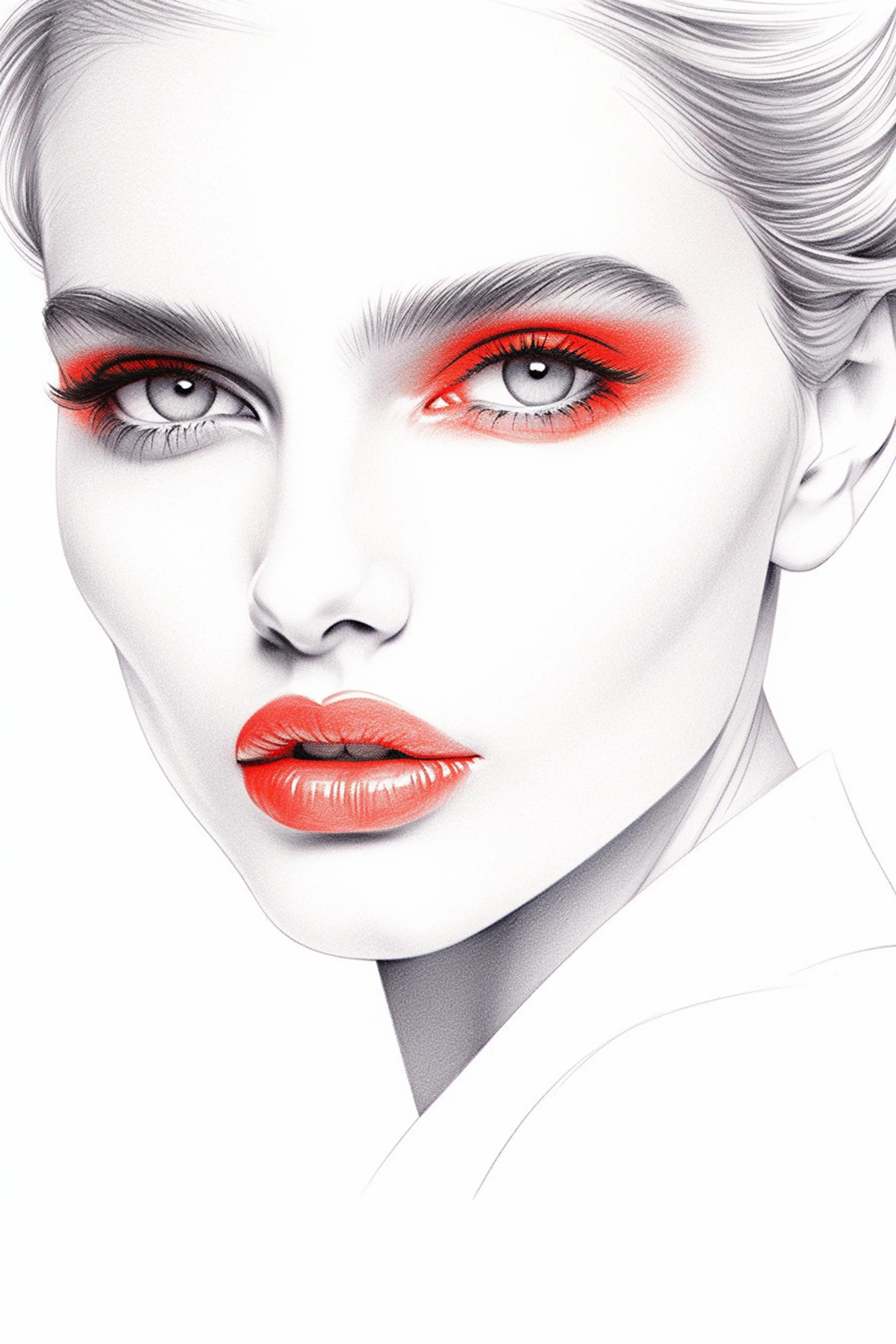 #3 Color Drawing Facial — Beauty, Style, and Expression in Every Detail.— 24H × 36 W Digital Art - MWS-CDF--0003